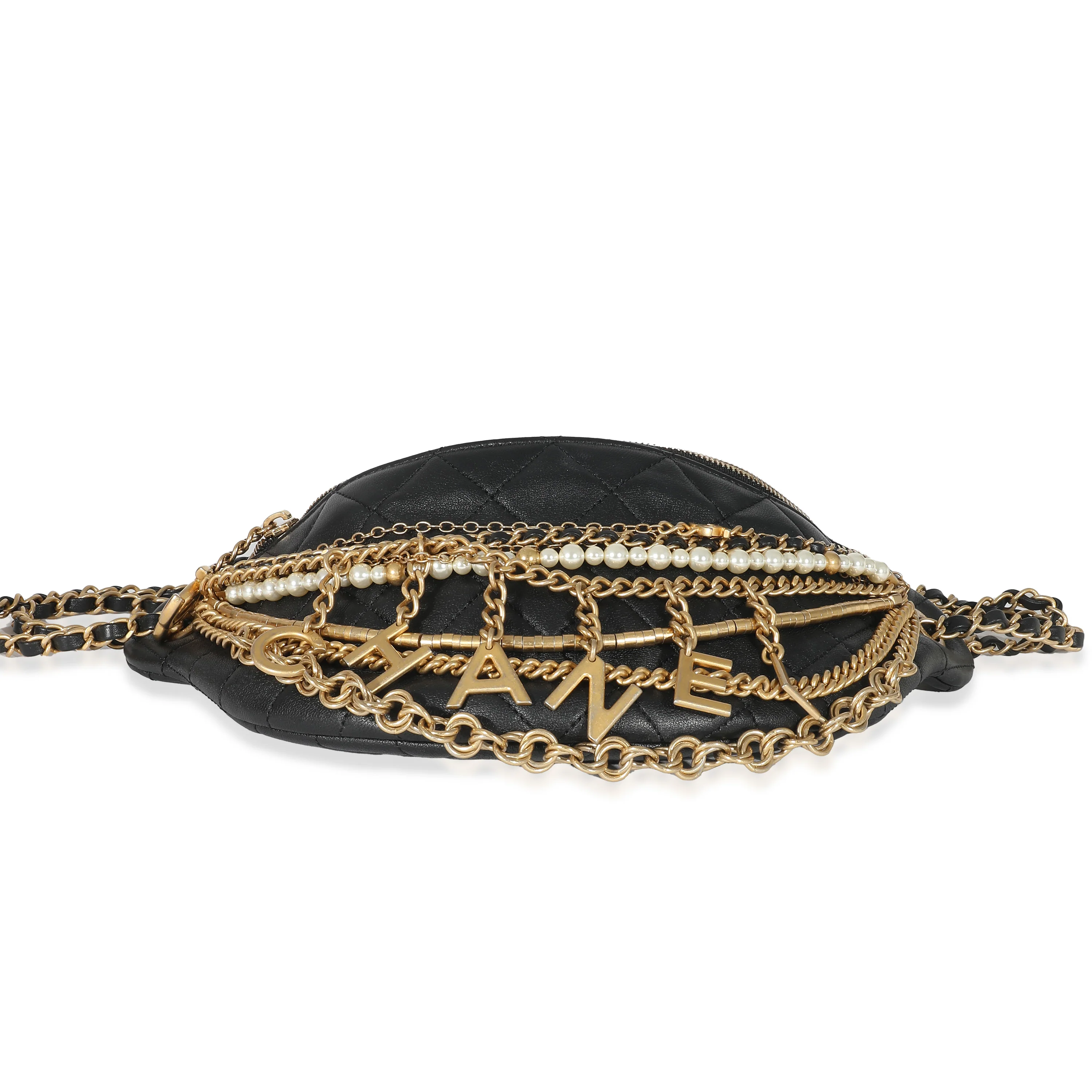 Chanel Black Quilted Lambskin All About Chains Waist Bag - Image 5