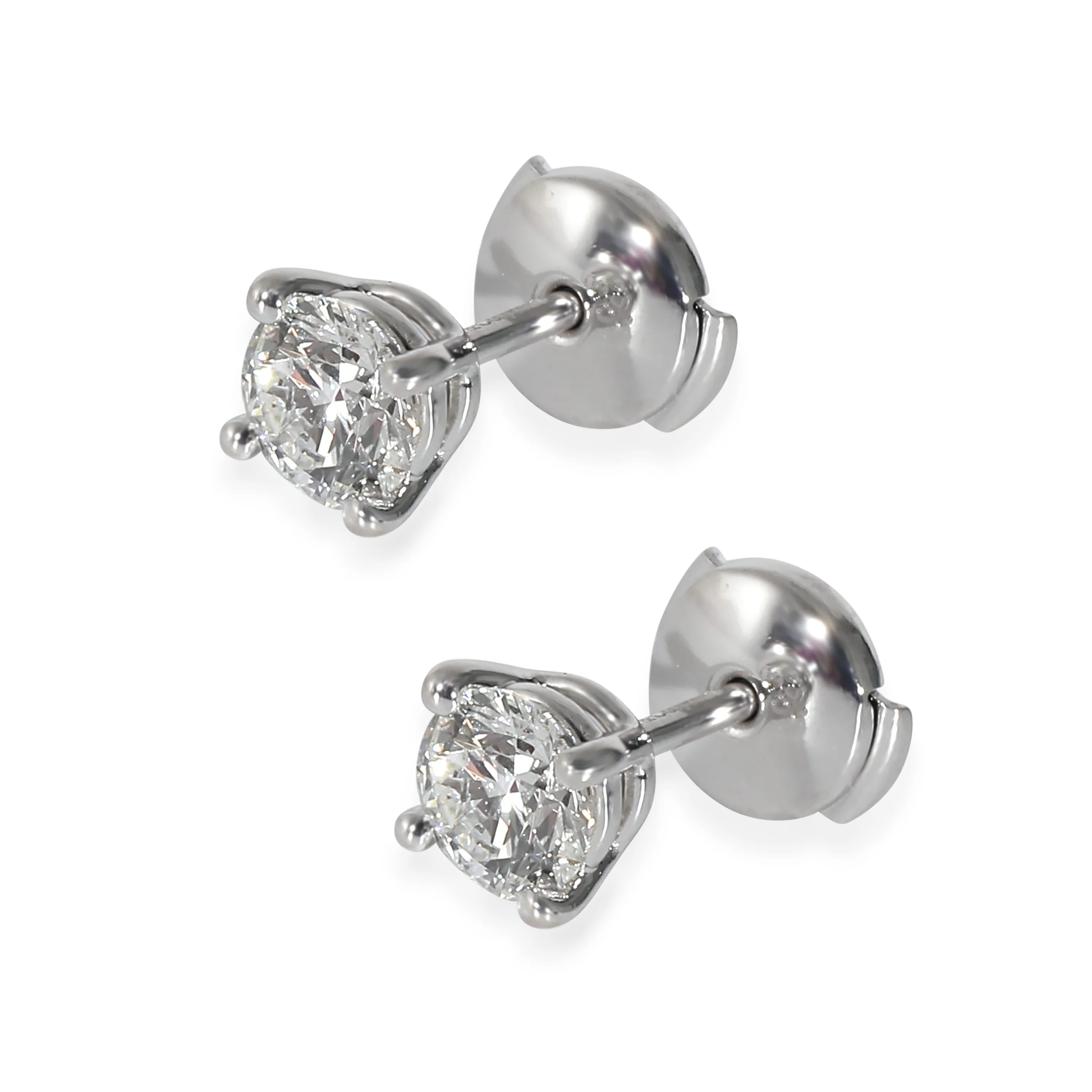 Tiffany & Co. Solitaire 4 Prong Diamond Earrings in  Platinum 1.32 CTW - Image 2