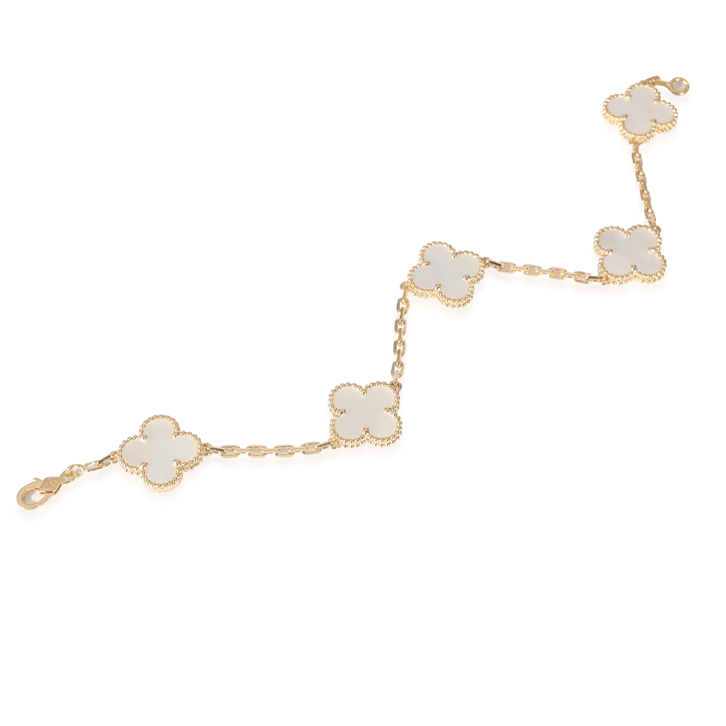 Van Cleef & Arpels Vintage Alhambra Mother Of Pearl Bracelet in 18k Yellow Gold - Image 2