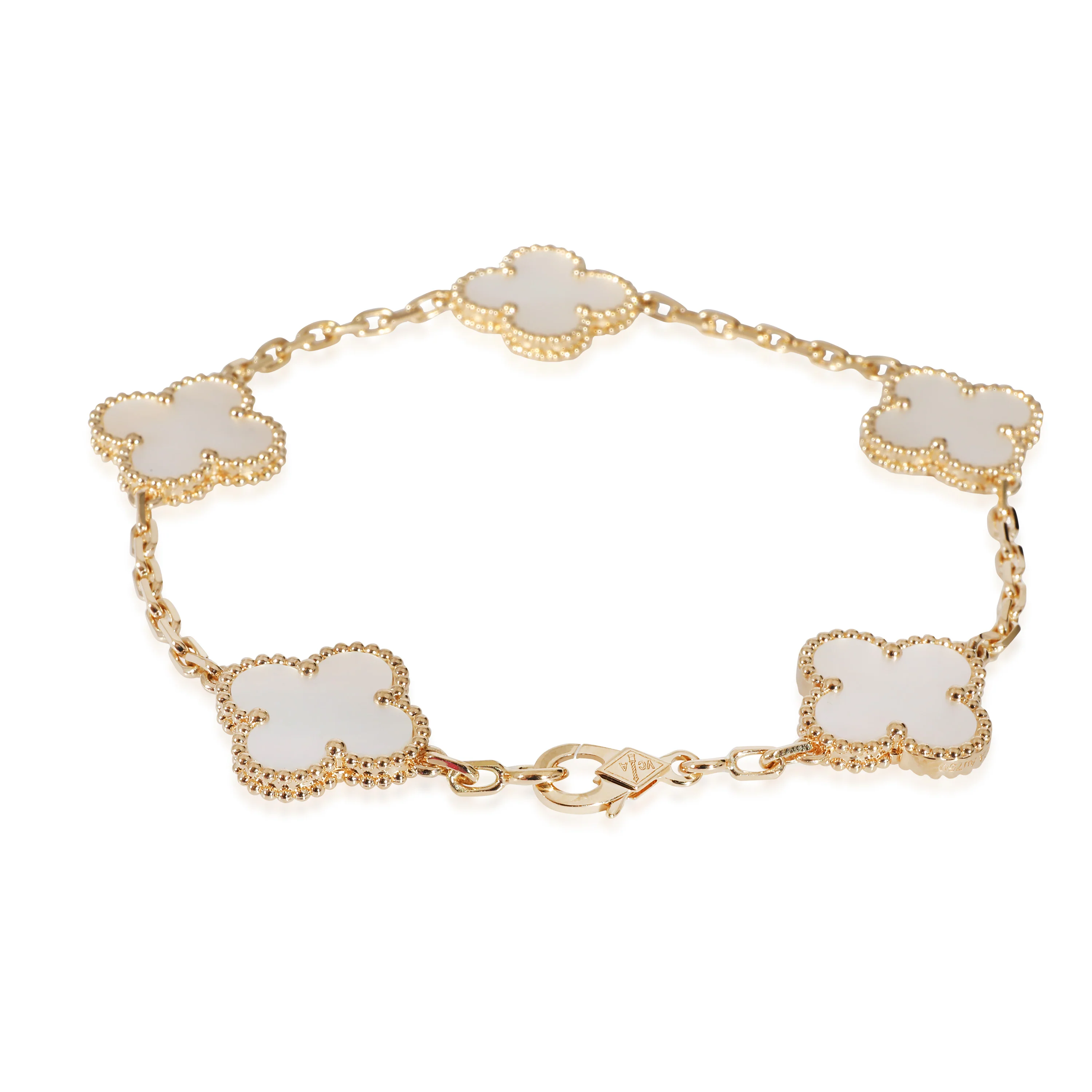 Van Cleef & Arpels Vintage Alhambra Mother Of Pearl Bracelet in 18k Yellow Gold - Image 3