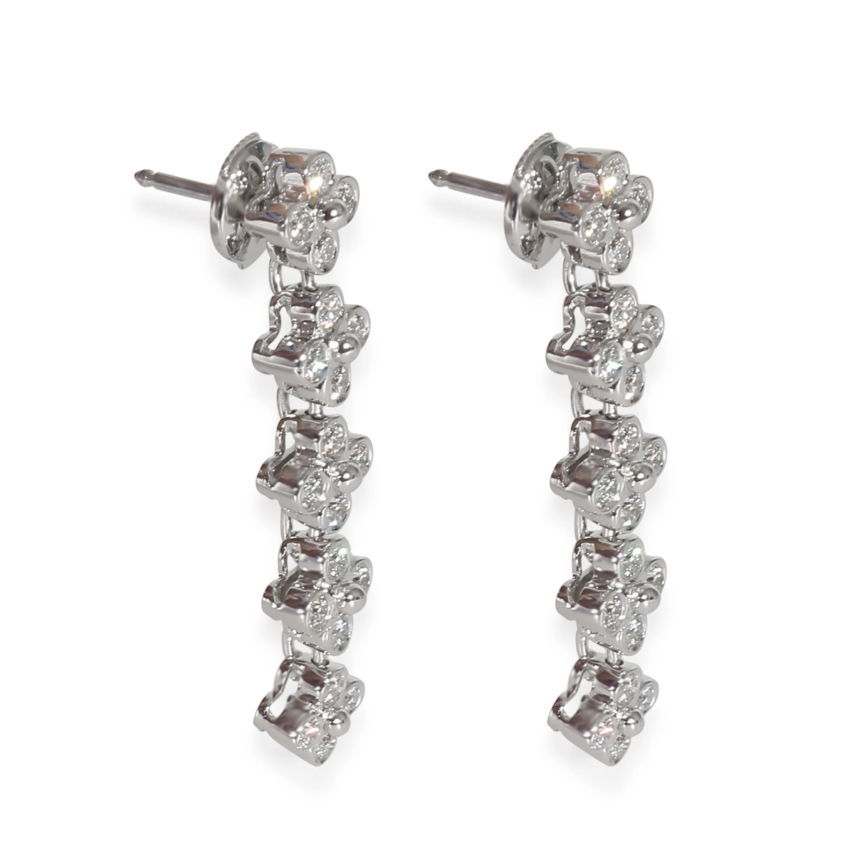 Lace Diamond Long Drop Earrings in Platinum 0.8 CTW - Image 2