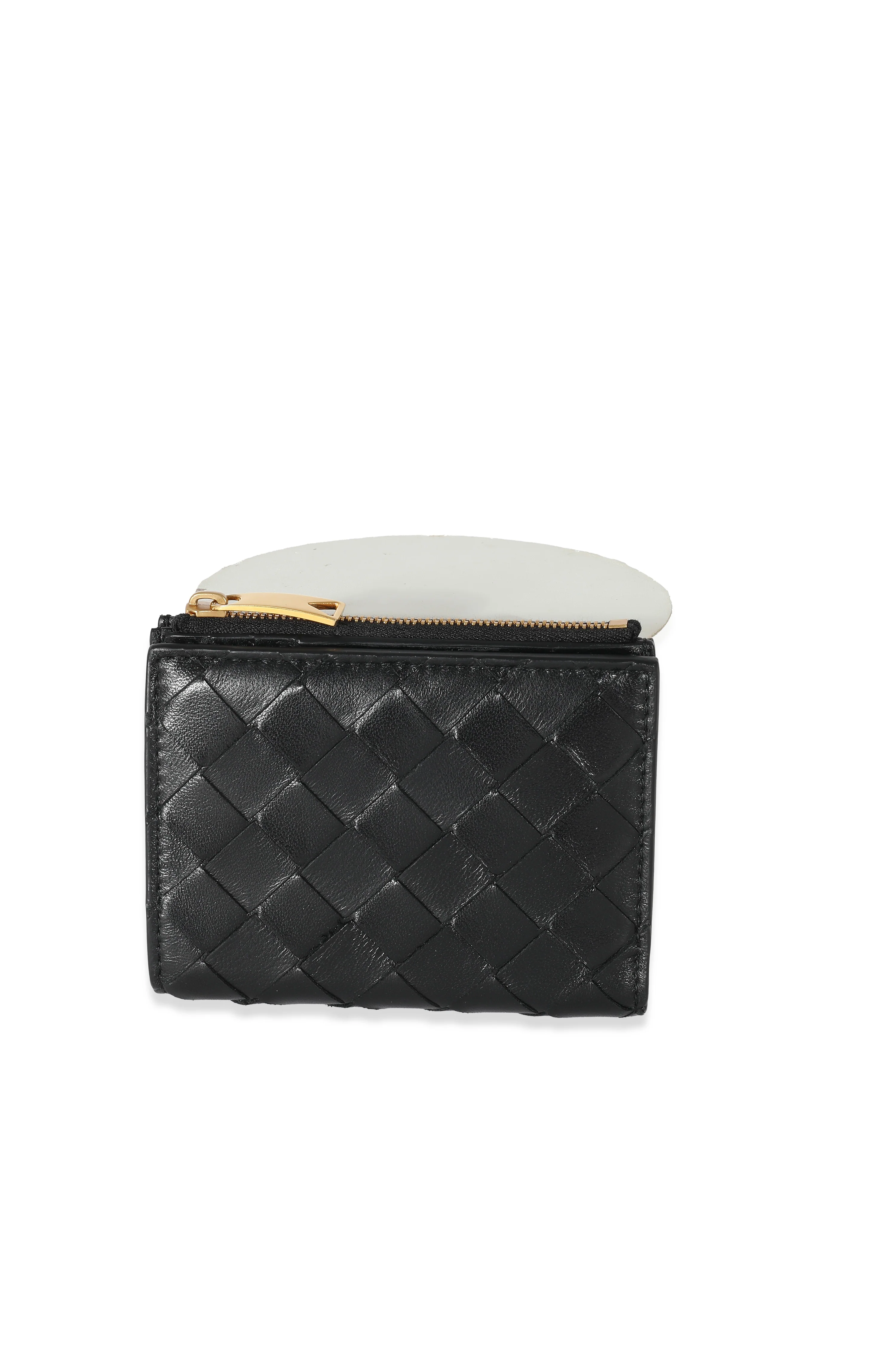 Black Intrecciato Lambskin Tri-Fold Zip Wallet - Image 5