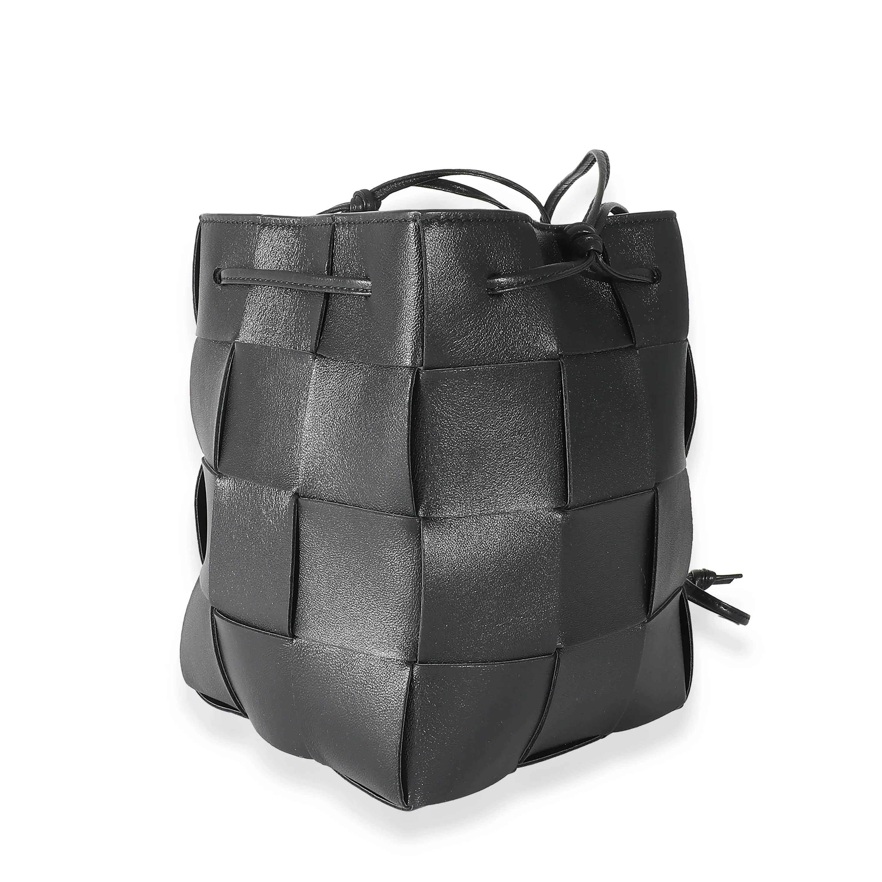 Bottega Veneta Black Intrecciato Lambskin Small Cassette Crossbody Bucket - Image 2