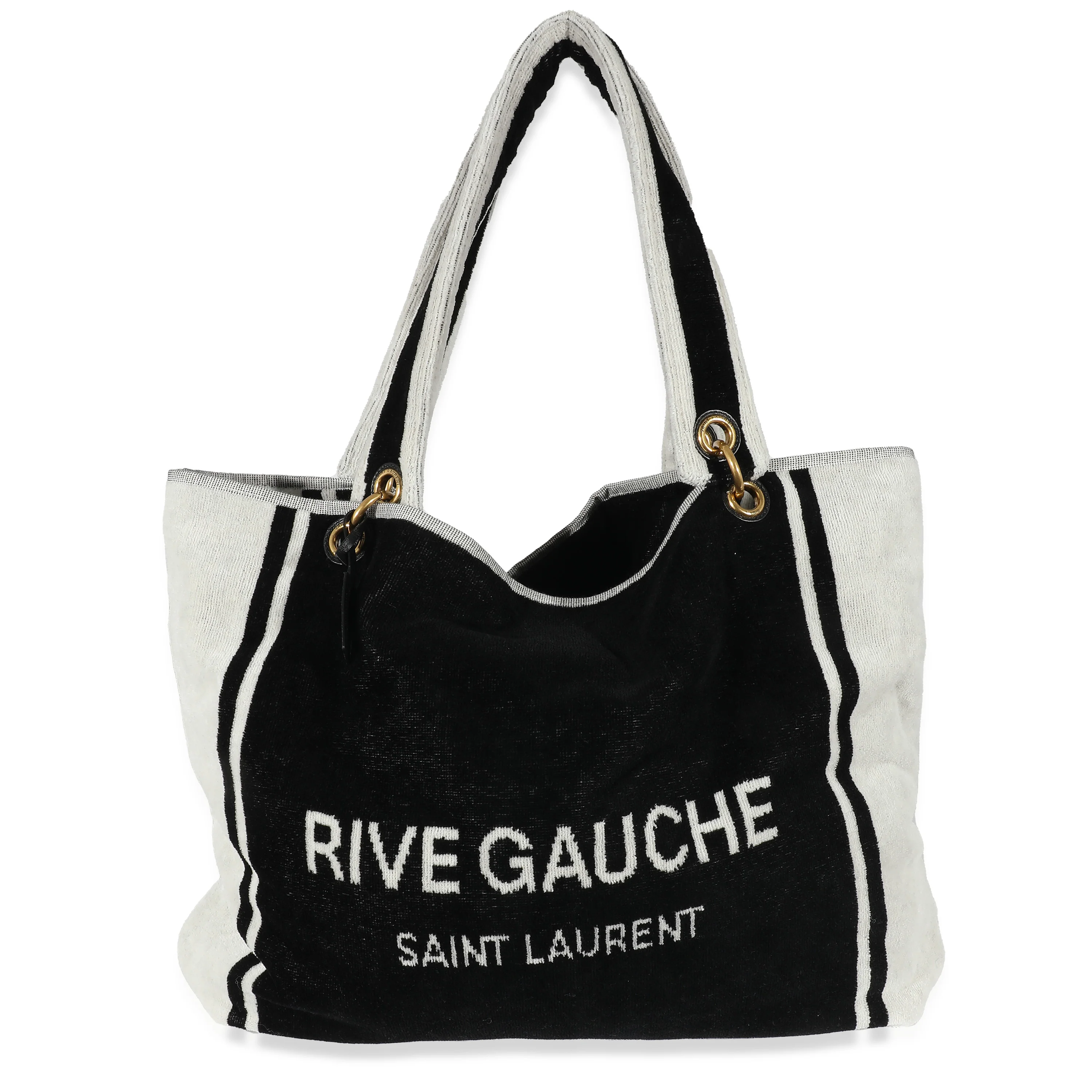 Rive Gauche Black White Terry Cloth Beach Towel Tote - Image 3