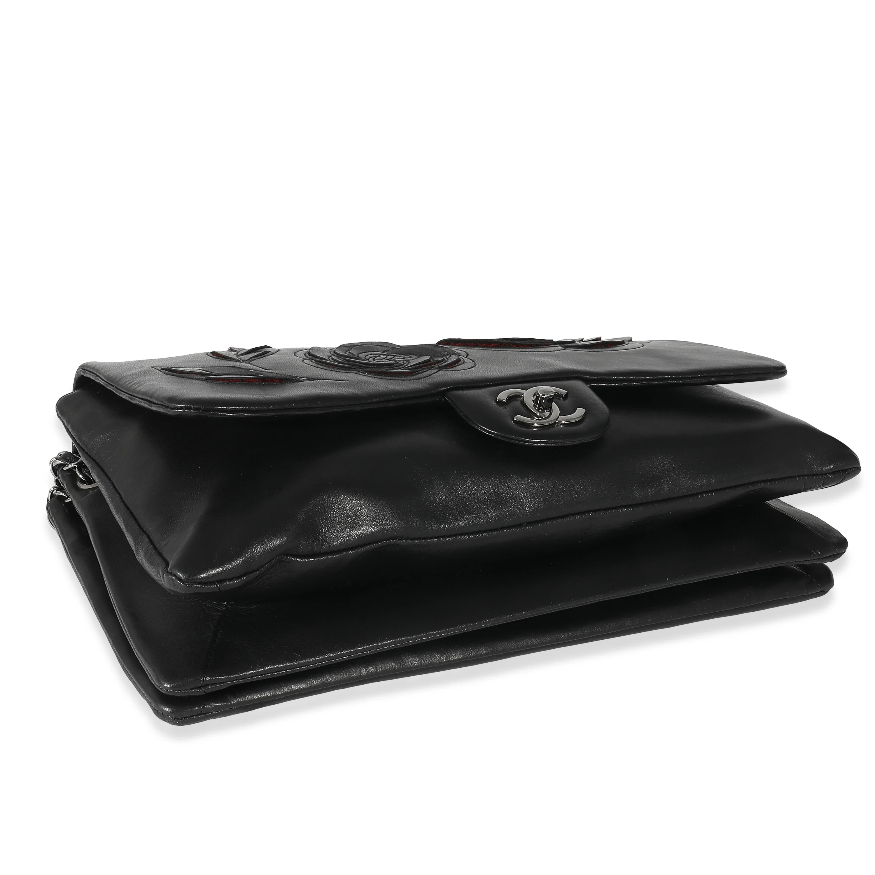 Chanel Black Lambskin Paris Shanghai Camellia Flap Bag - Image 6