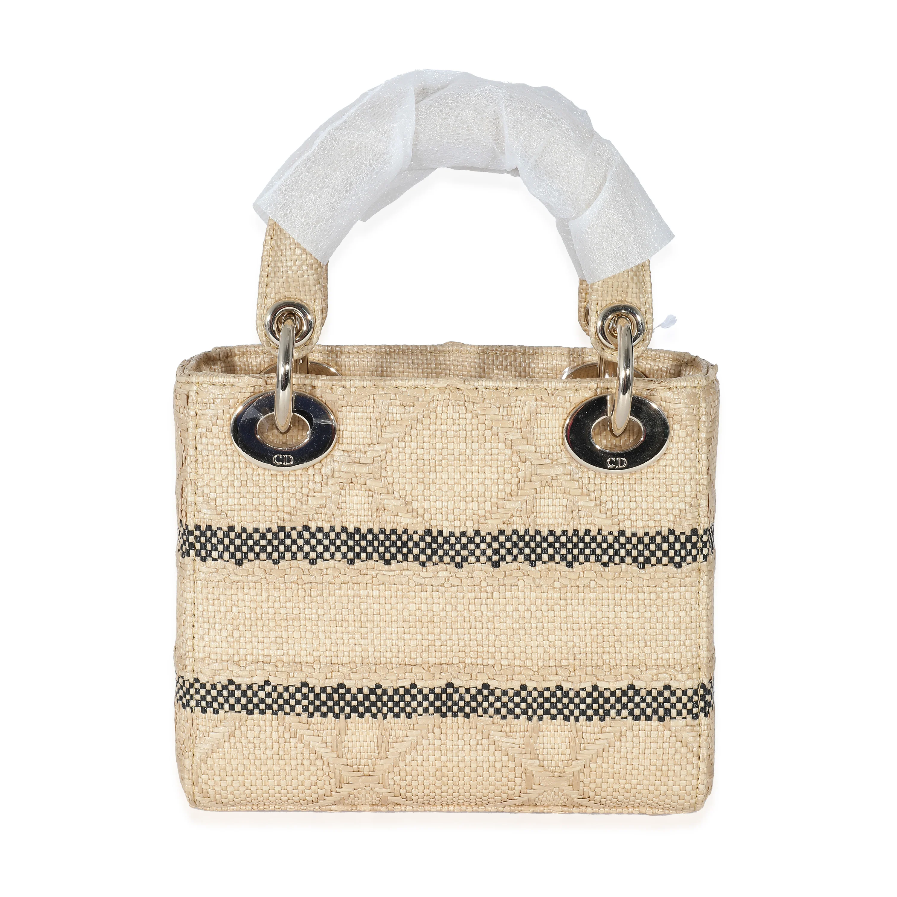 Christian Dior Natural Cannage Raffia Mini Lady D-Lite - Image 4