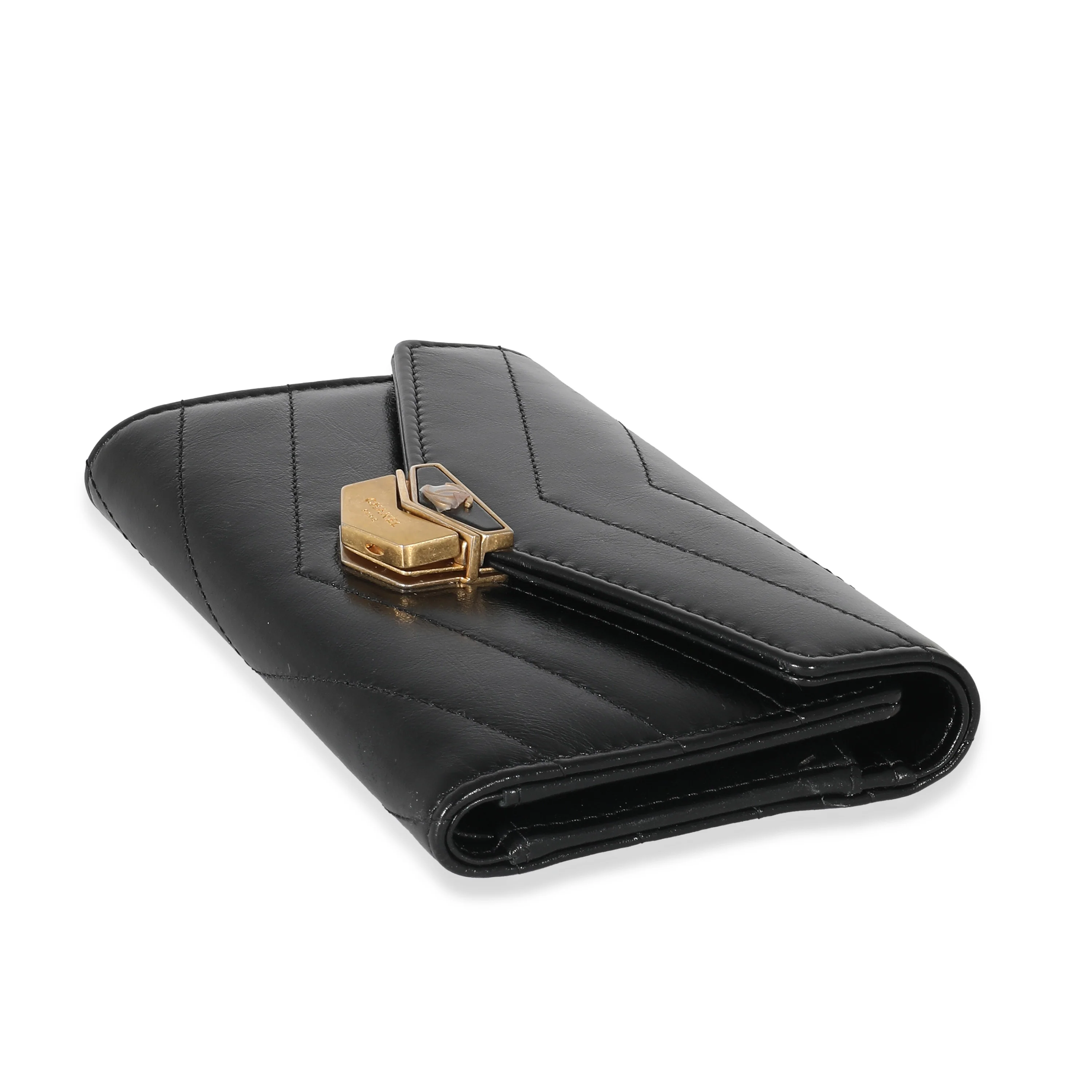 Chanel 18A Black Chevron Calfskin Small Medal Wallet - Image 7