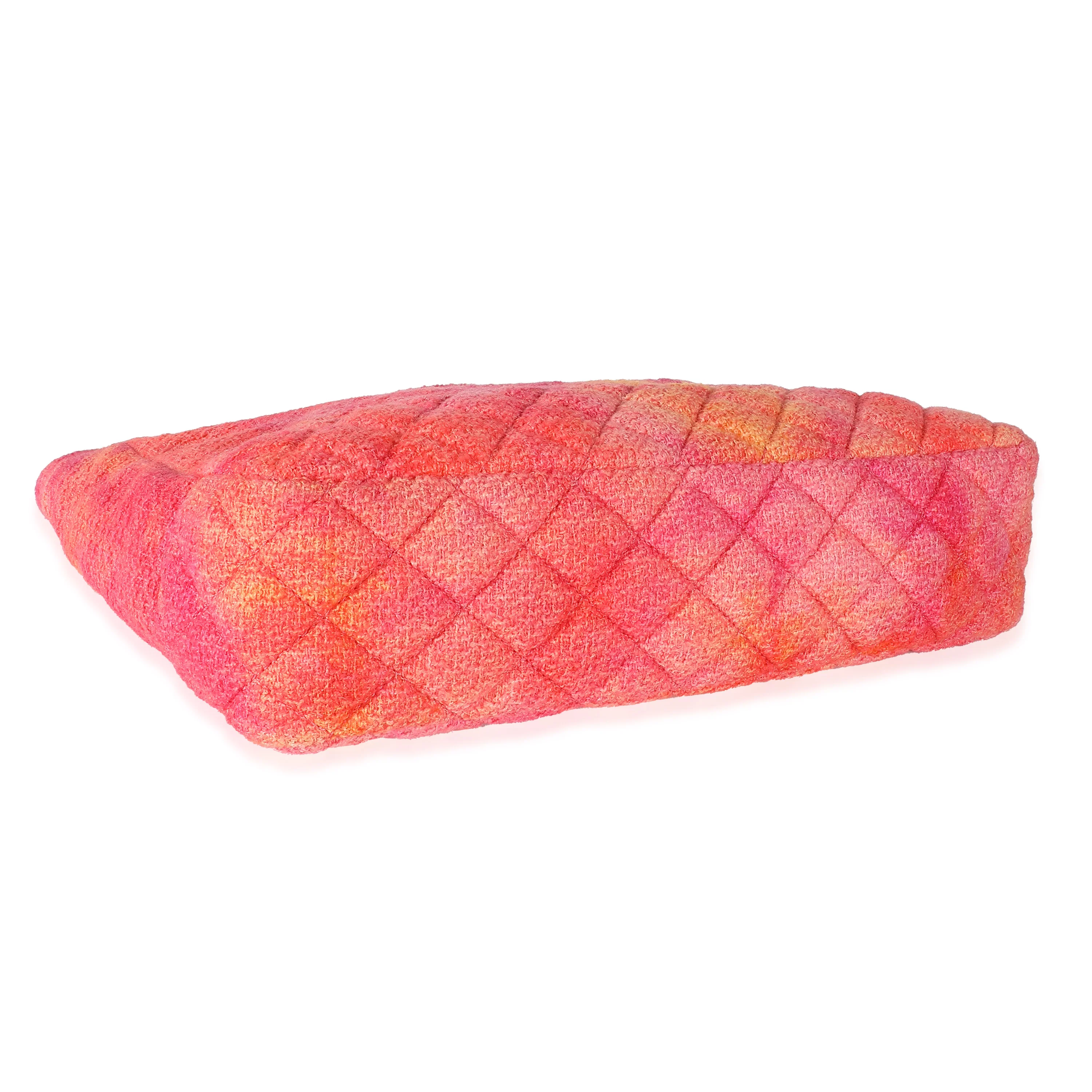 Chanel 20A Pink Orange Cotton Tweed CC Large Shopping Bag - Image 6