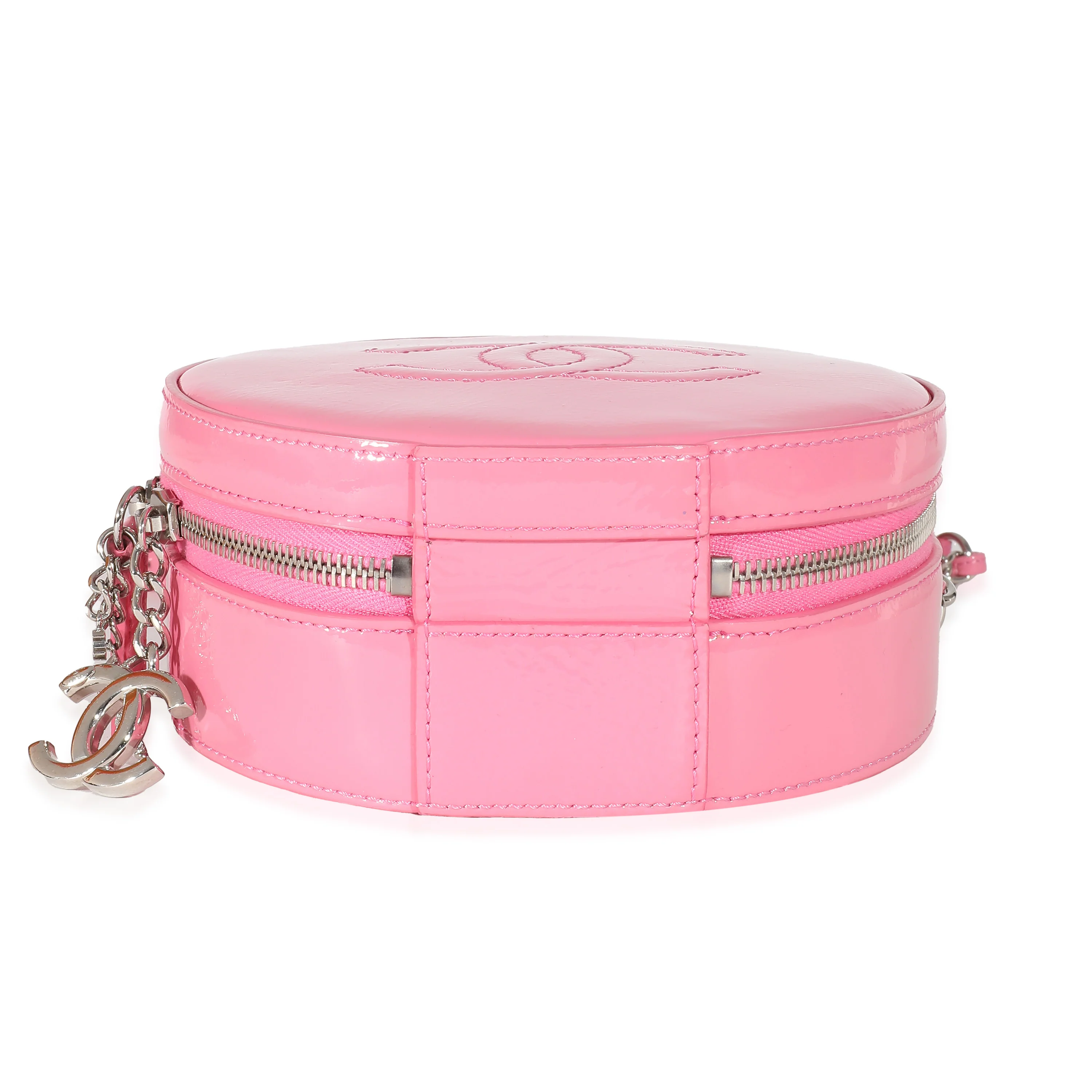 Pink Glazed Calfskin Round As Earth Bag - Image 5