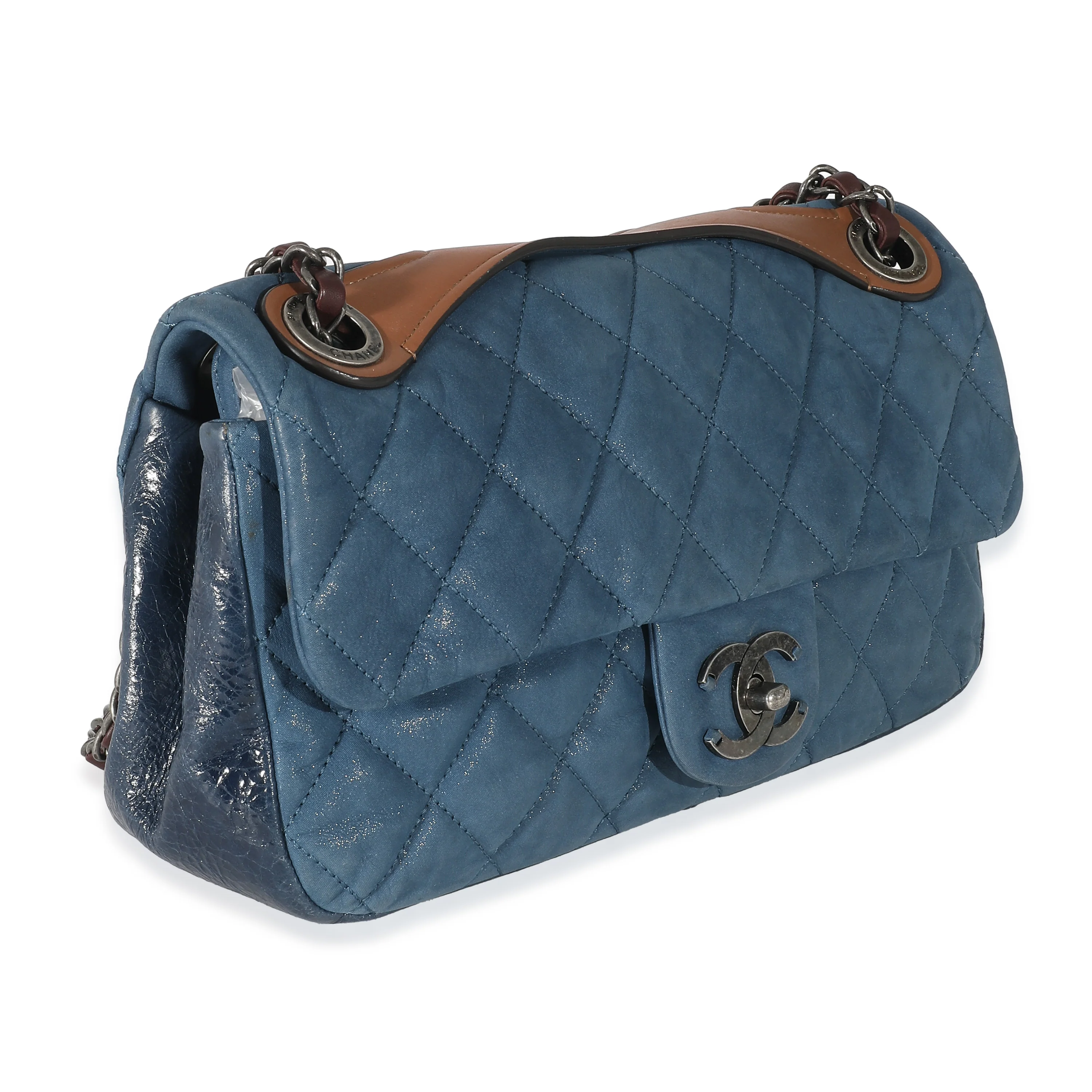 Chanel Blue Iridescent Calfskin Medium In The Mix Flap Bag - Image 4