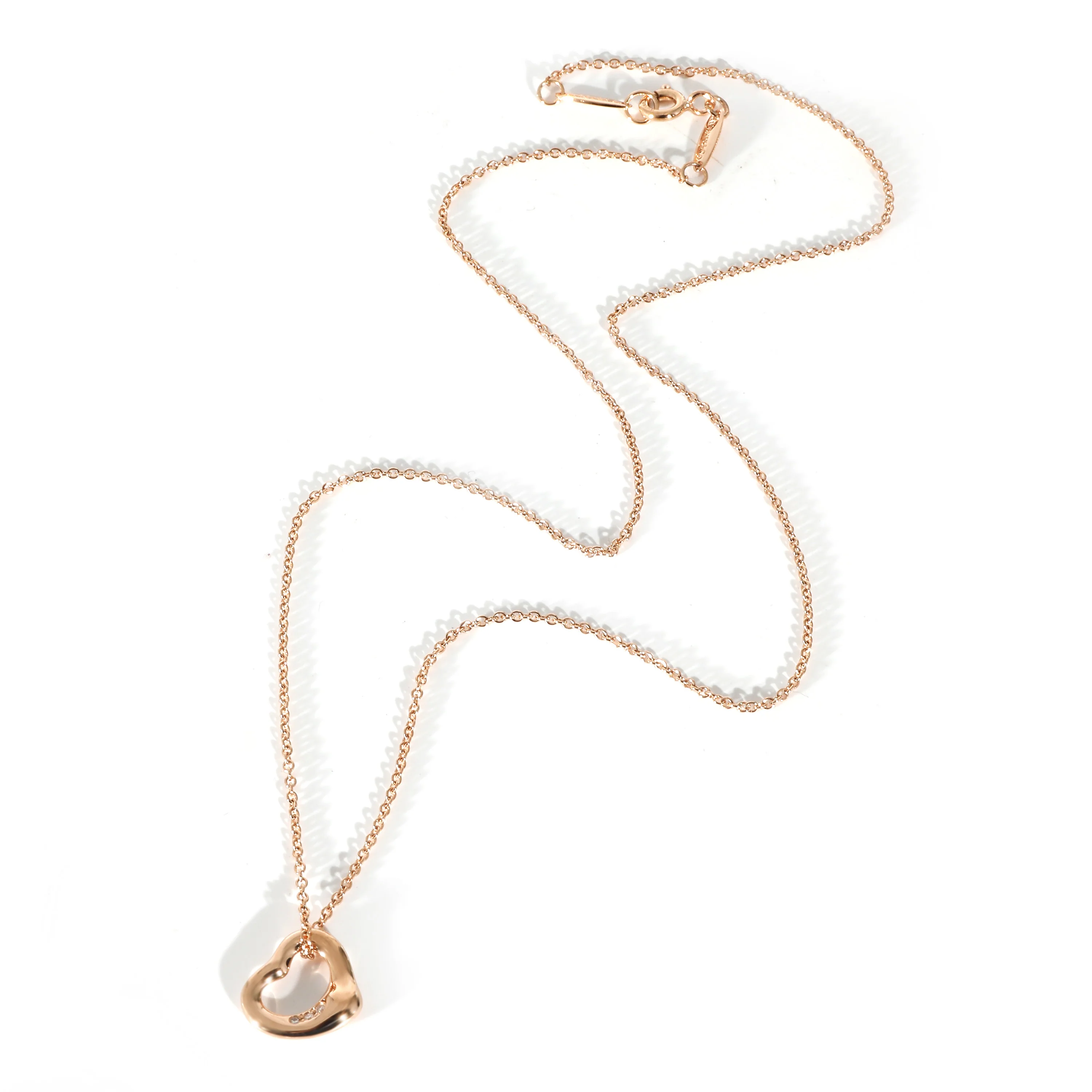 Tiffany & Co. Elsa Peretti Open Heart Pendant in 18k Rose Gold 0.02 CTW - Image 2