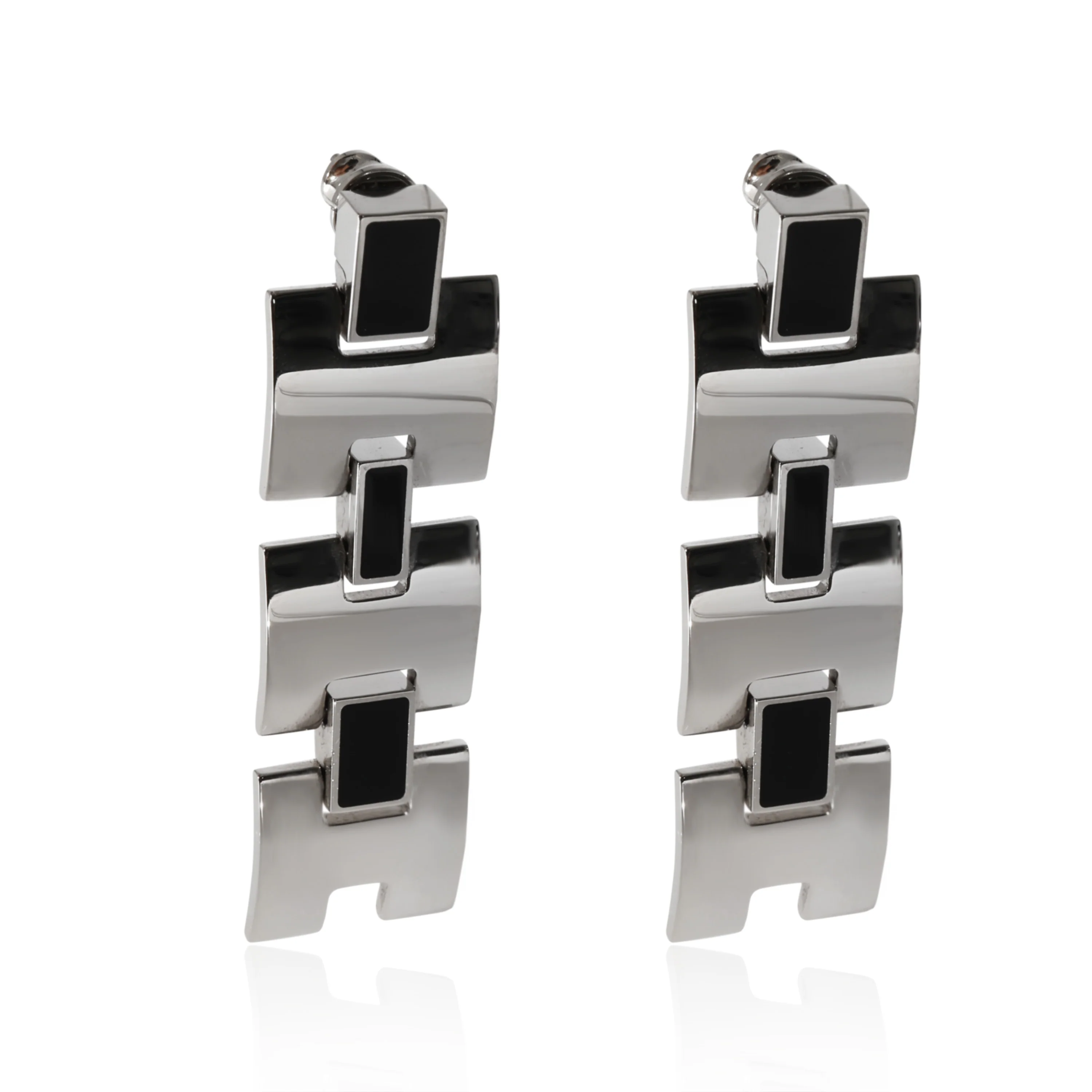 Black Lacquer Palladium Eileen Long Drop Earrings