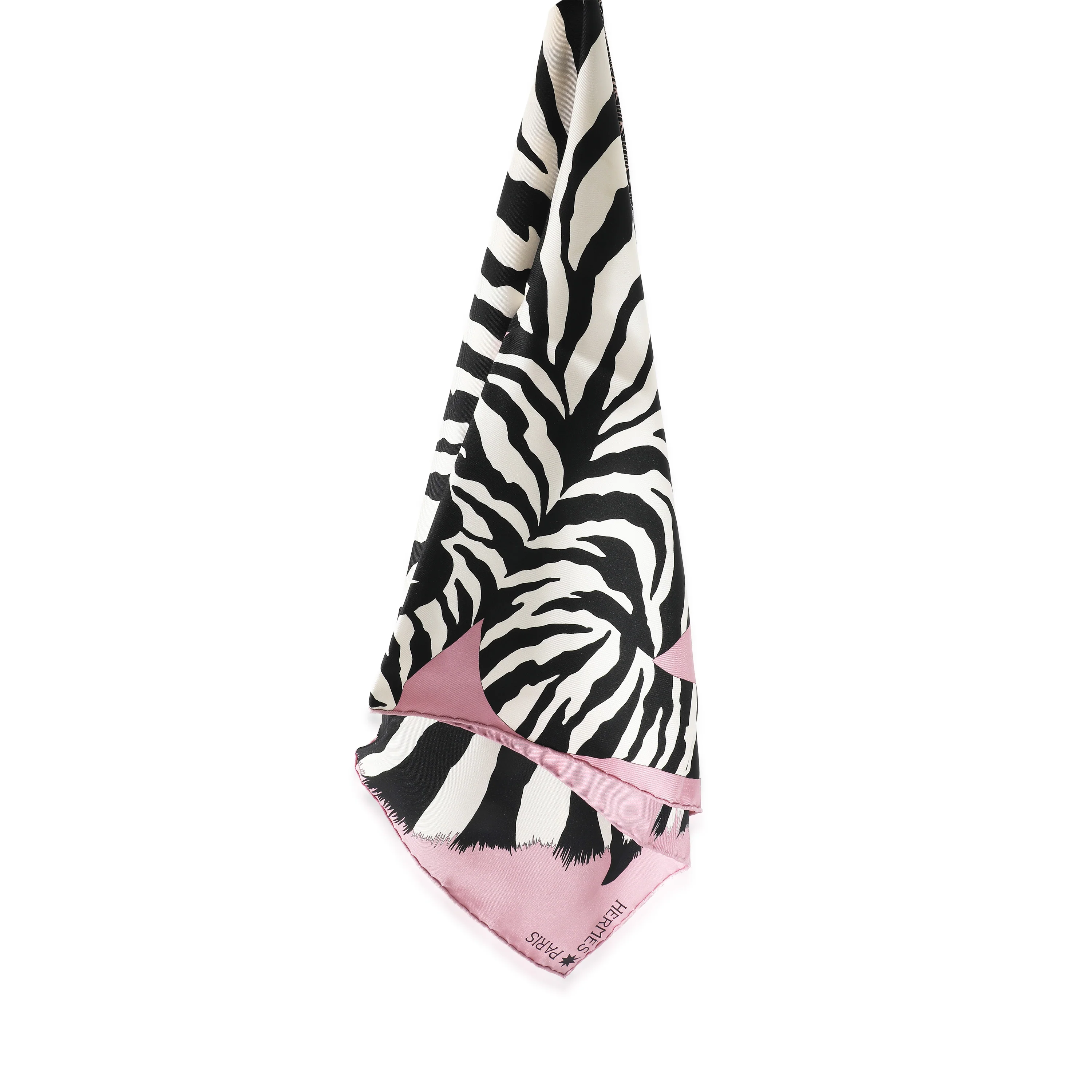 Hermès Pink Black White Silk Pegasus Zebra Scarf 90 - Image 2