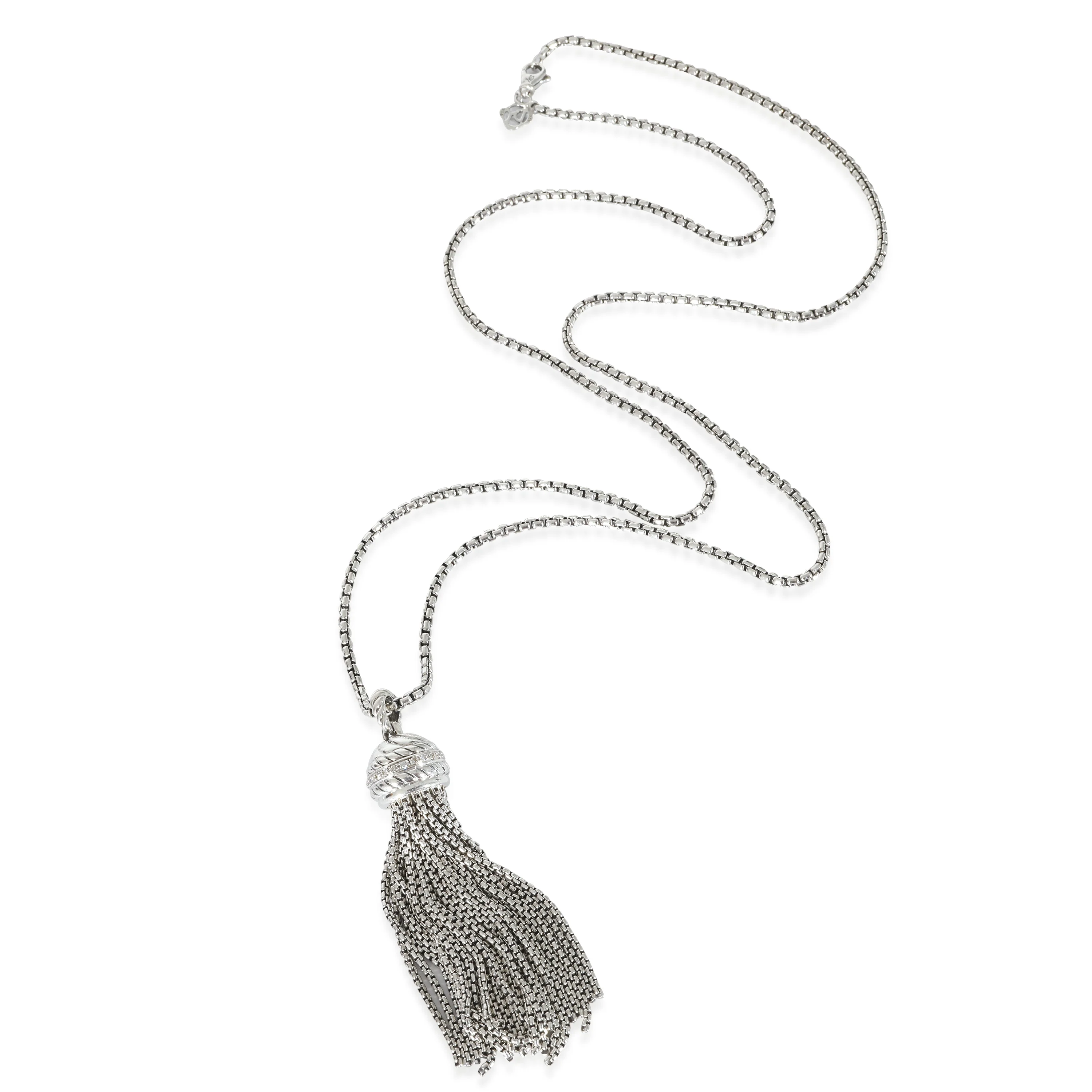 Cable Diamond Tassel Pendant in Sterling Silver - Image 2