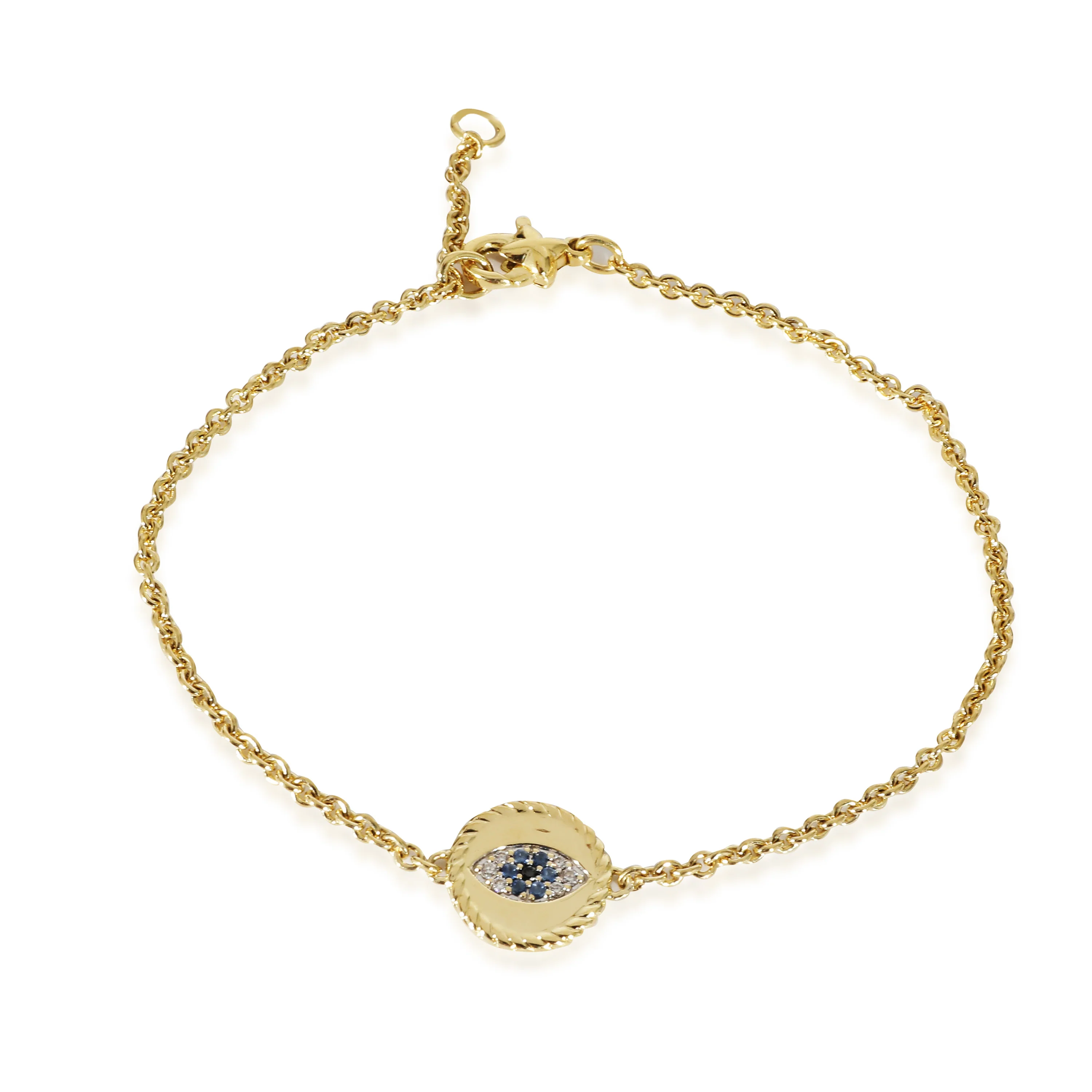 David Yurman Cable Collectibles Evil Eye Bracelet in 18K Yellow Gold 0.04 CTW