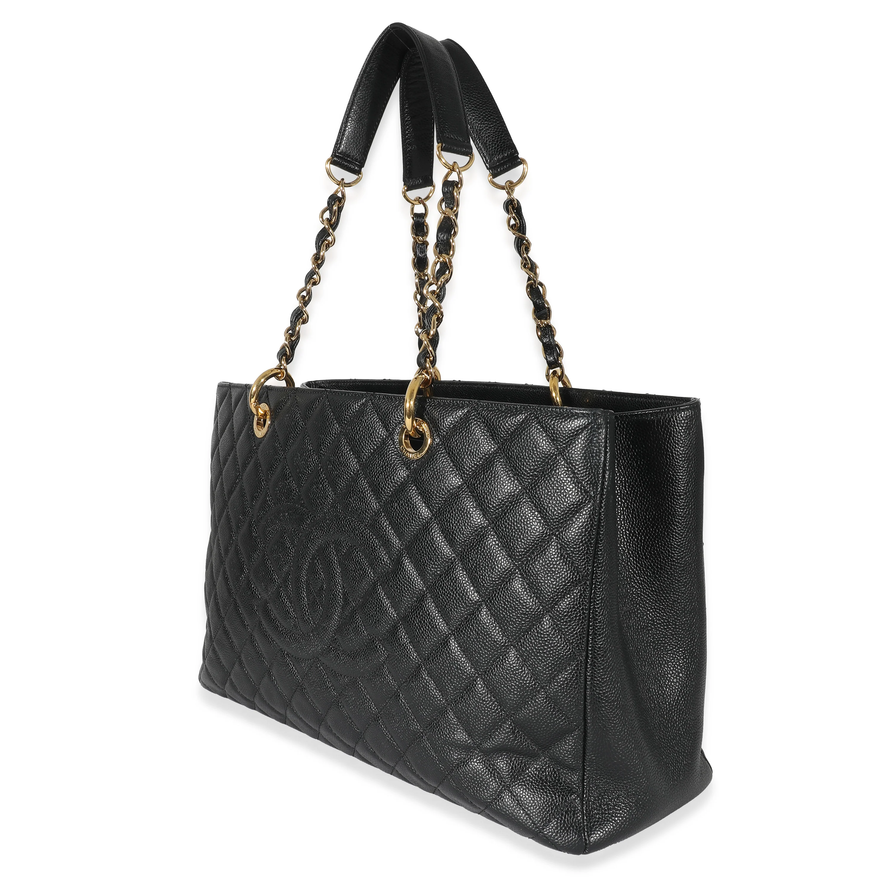 Chanel Black Quilted Caviar XL Grand Shopping Tote - Image 2
