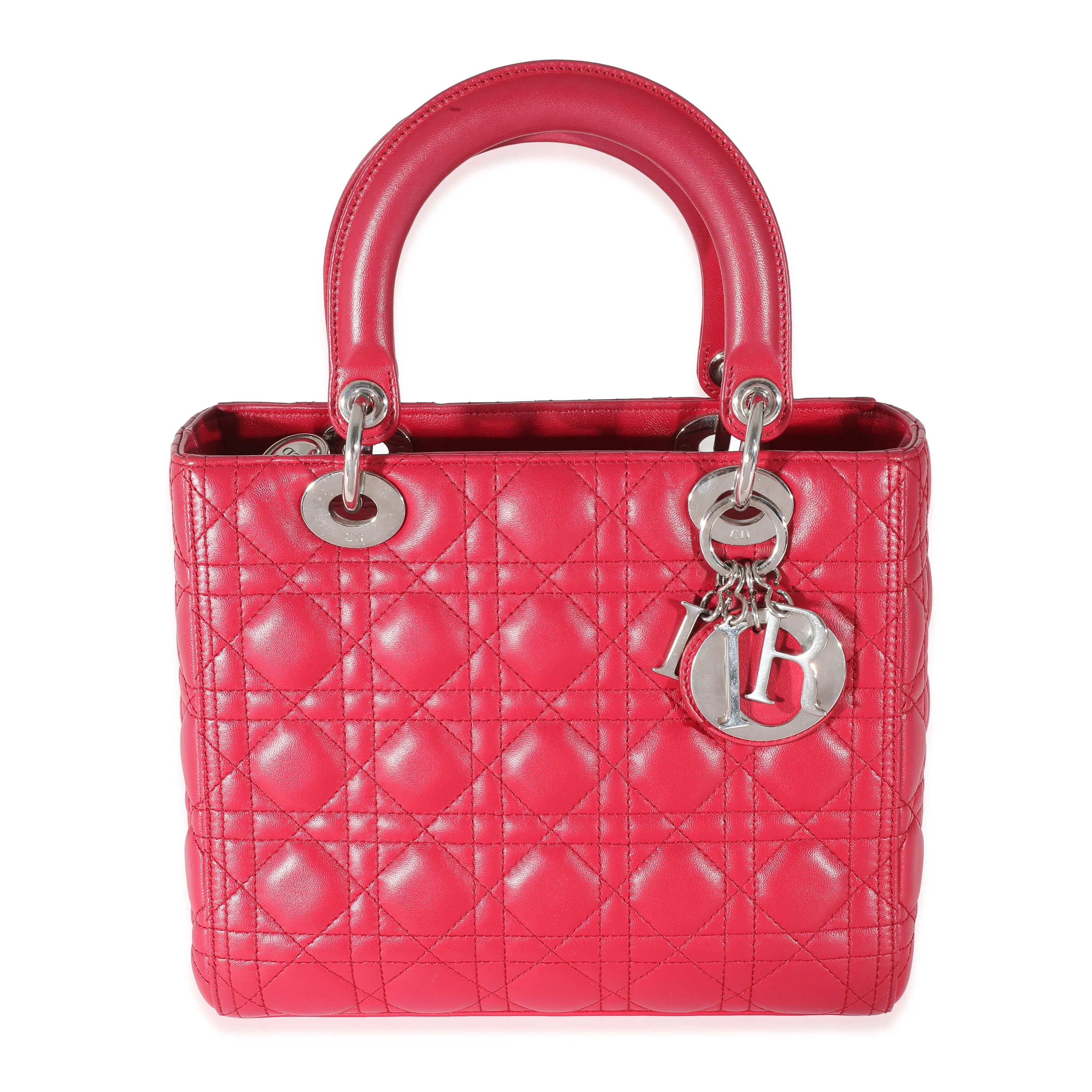 Christian DiorĀ Pink Lambskin Cannage Medium Lady Dior