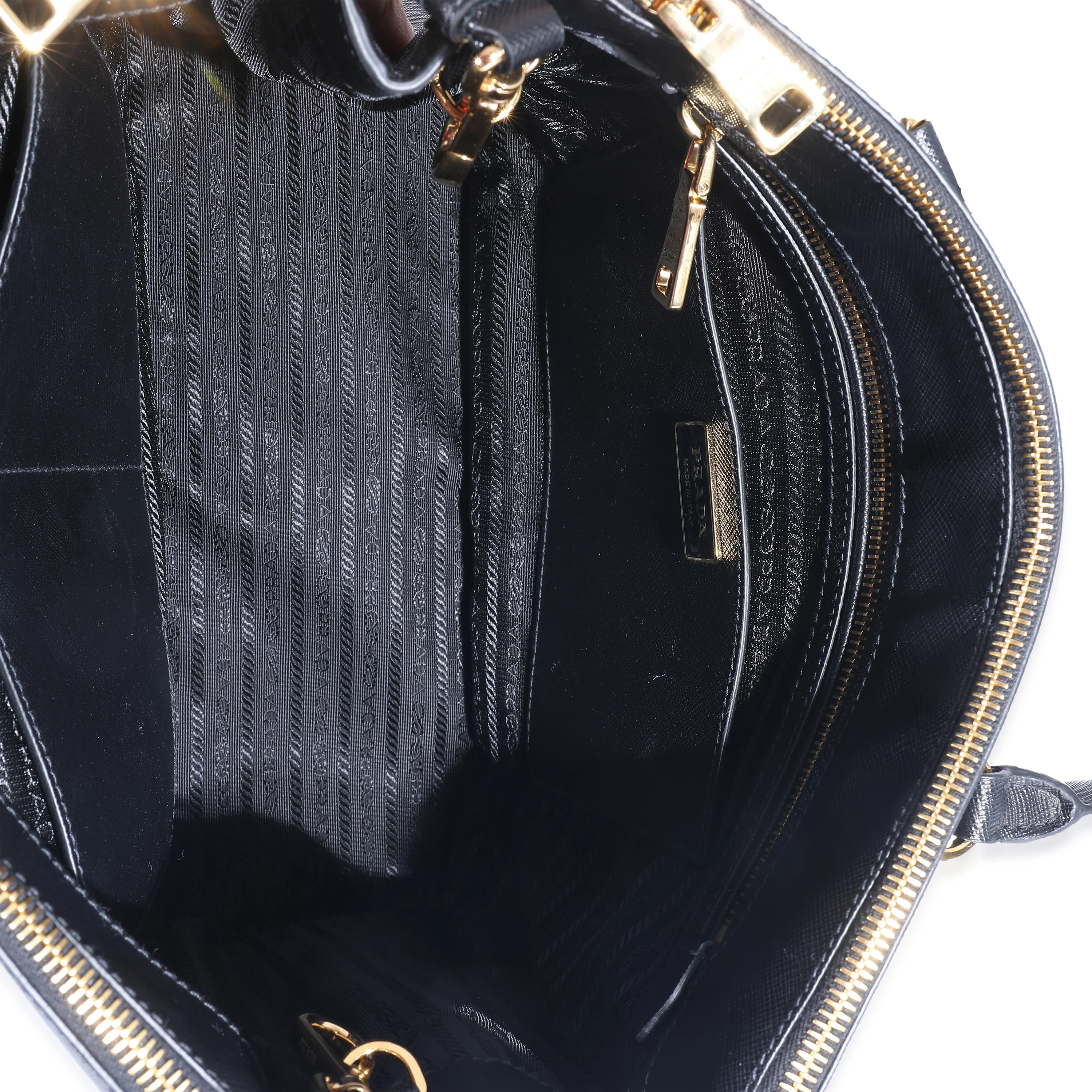 Prada Black Saffiano Lux Galleria Medium Double Zip Tote - Image 4