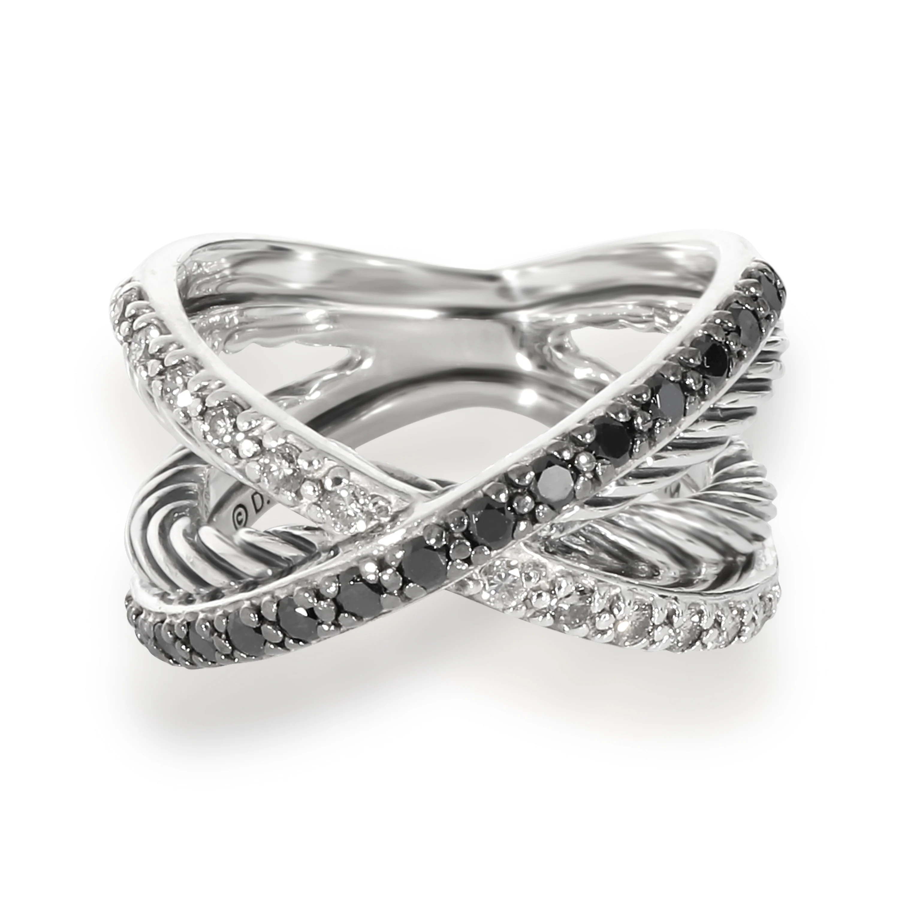 David Yurman Cable X Crossover Diamond Ring in Sterling Silver 0.4 CTW