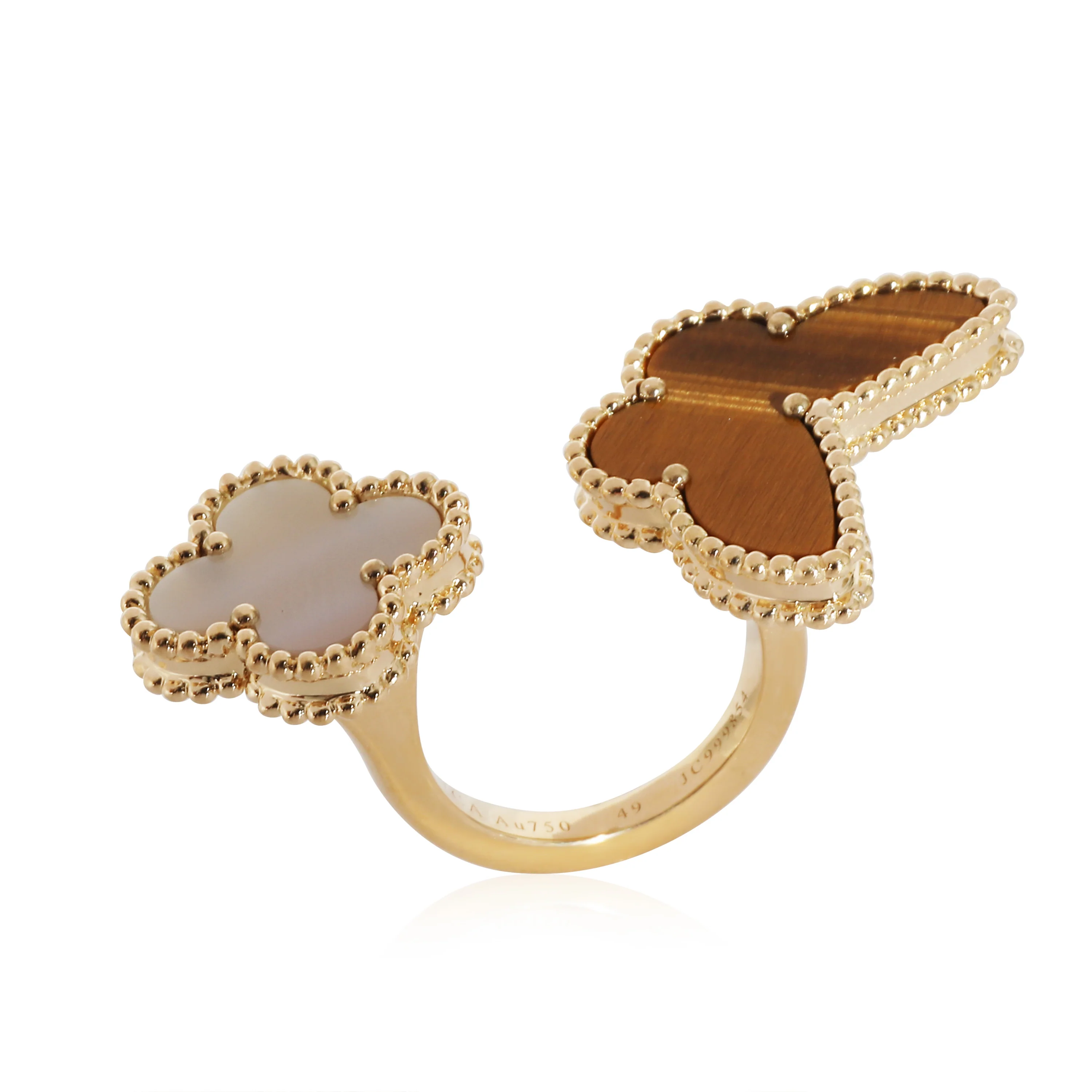 Van Cleef & Arpels Lucky Alhambra Between The Finger Ring in 18K Yellow Gold - Image 5