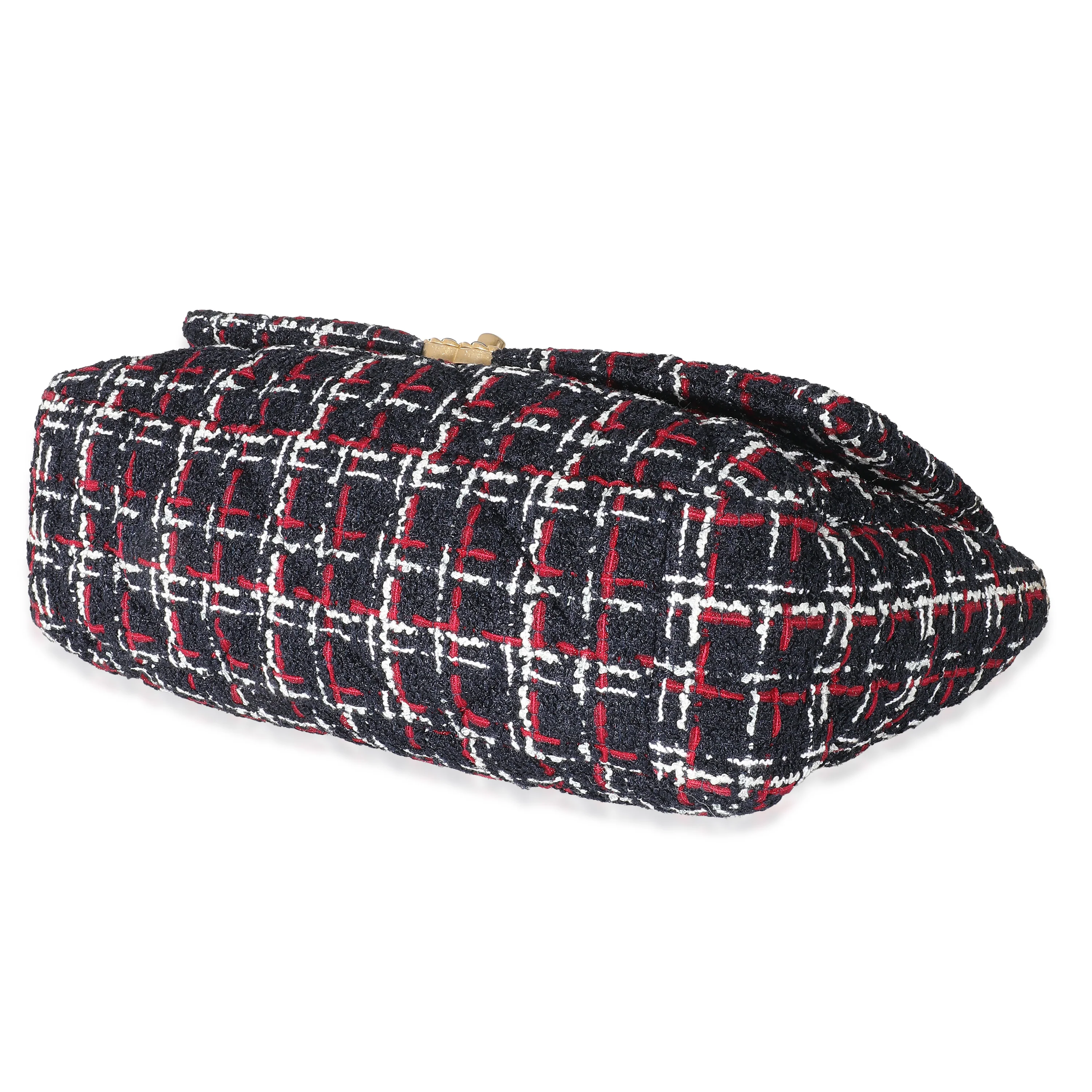 Chanel Navy Red Multicolor Tweed Chanel 19 Maxi Bag - Image 6