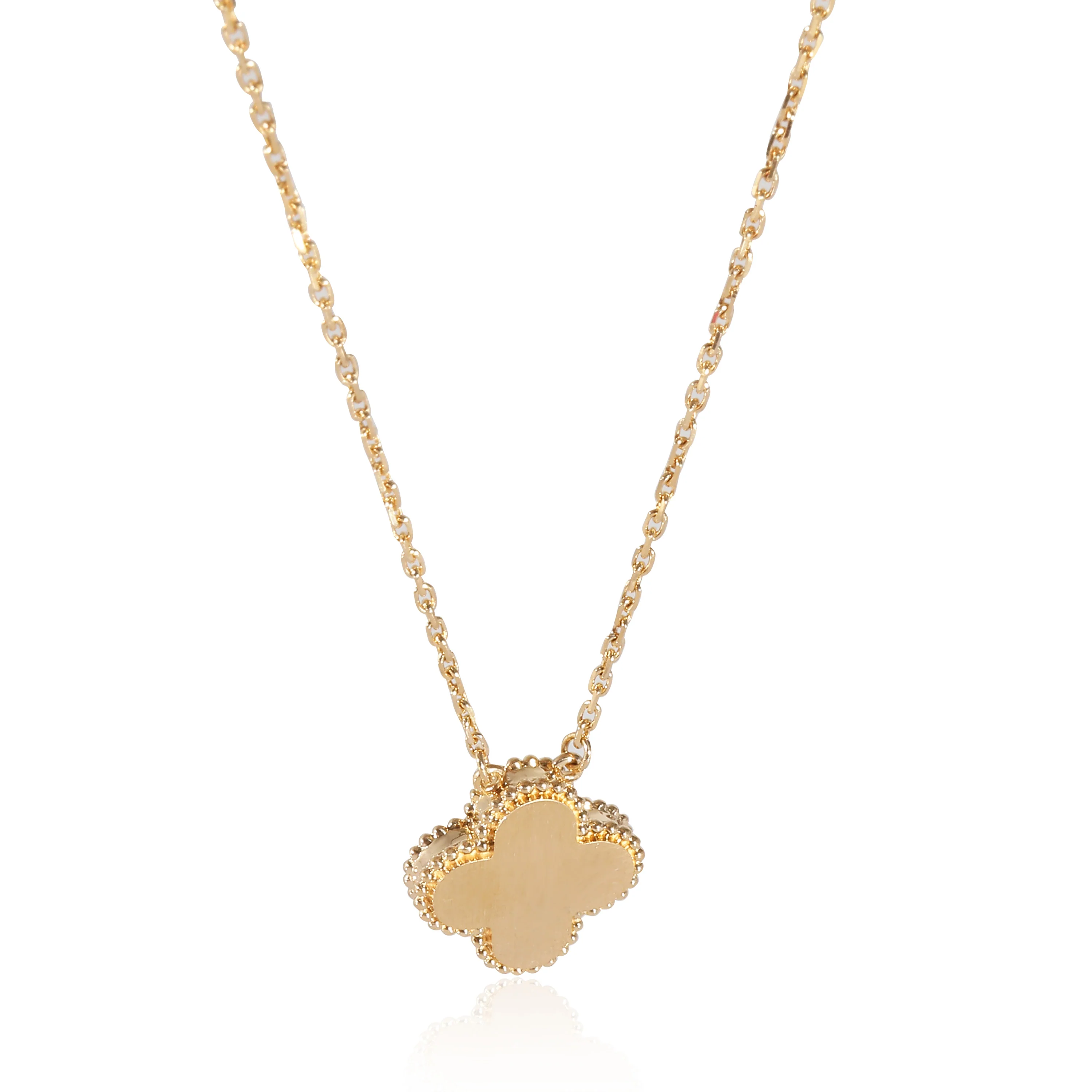 Van Cleef & Arpels Alhambra Golden Mother Of Pearl Pendant in 18K Yellow Gold - Image 3