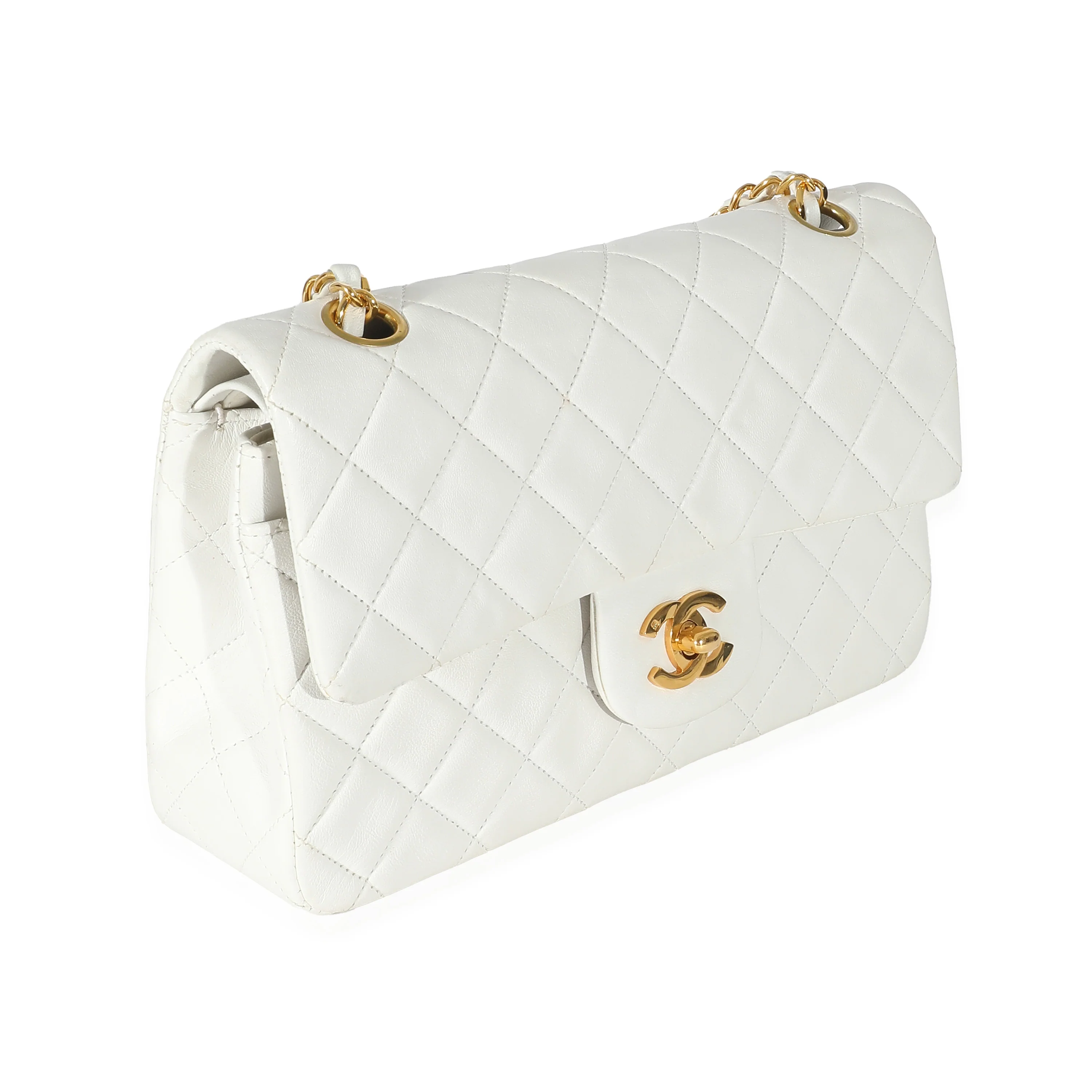 Chanel 24K White Quilted Lambskin Small Classic Flap Bag - Image 3