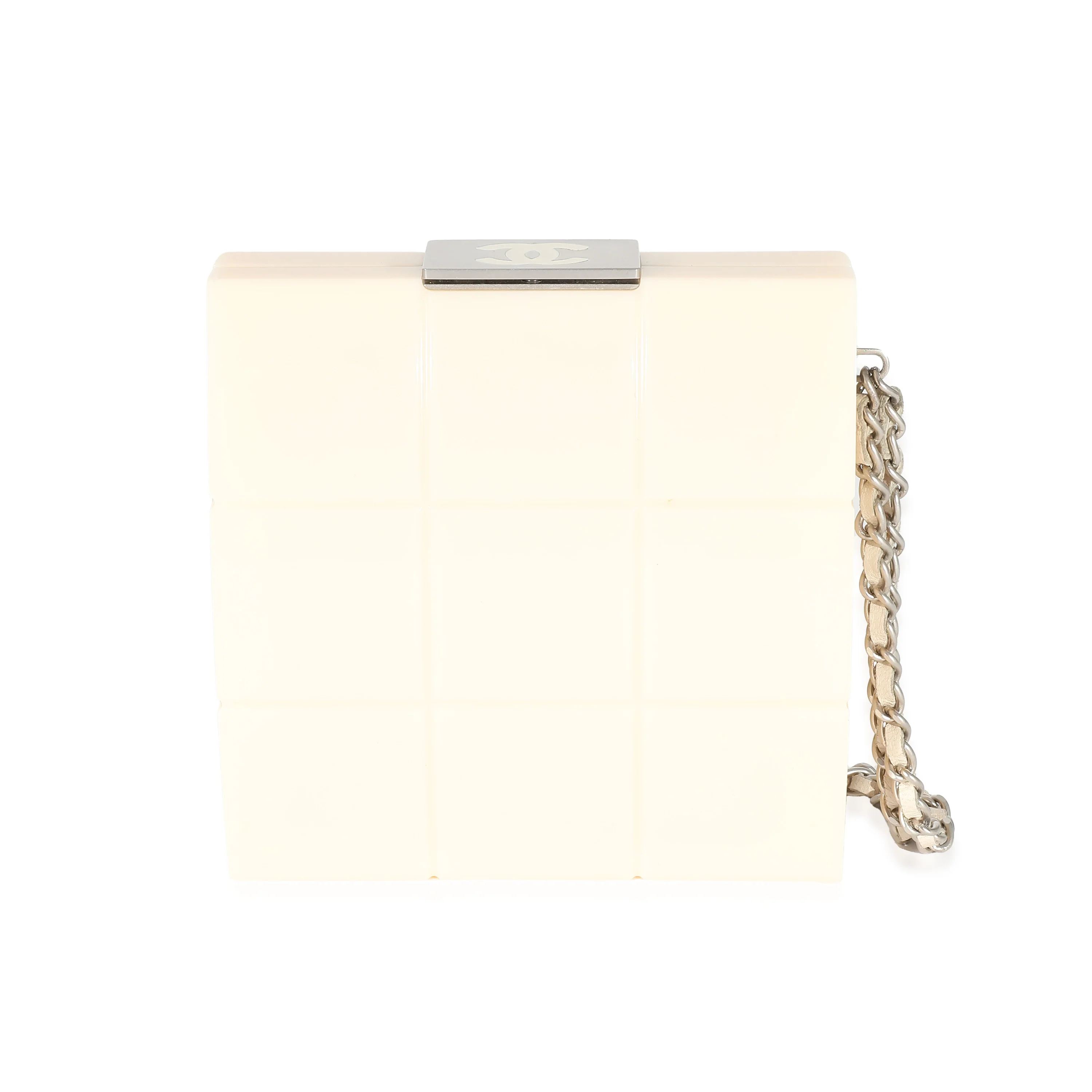 Chanel Cream Plexiglass Minaudiere Chocolate Bar Clutch - Image 3