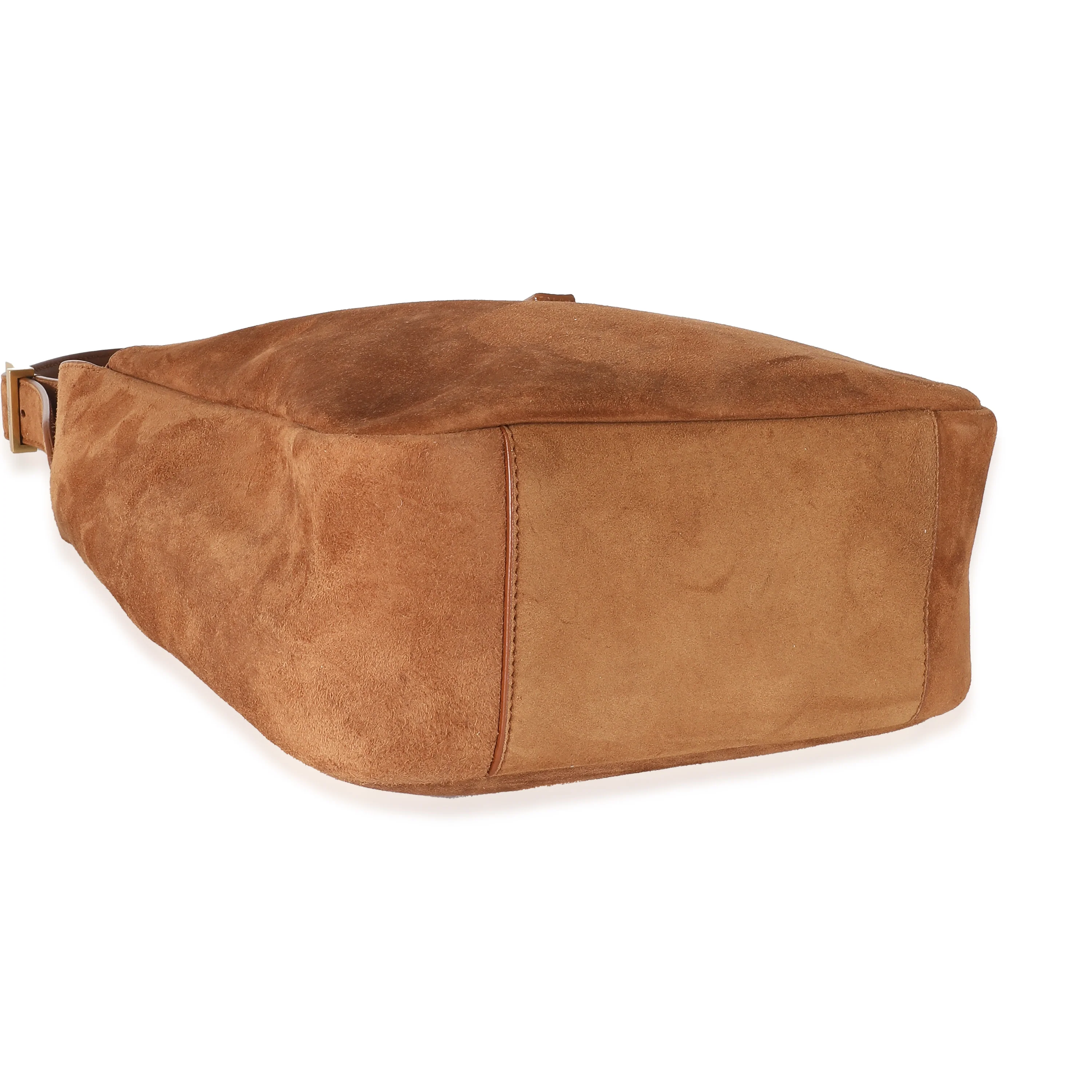 Saint Laurent Brown Camel Suede Supple Small Le 5 à 7 Hobo - Image 8