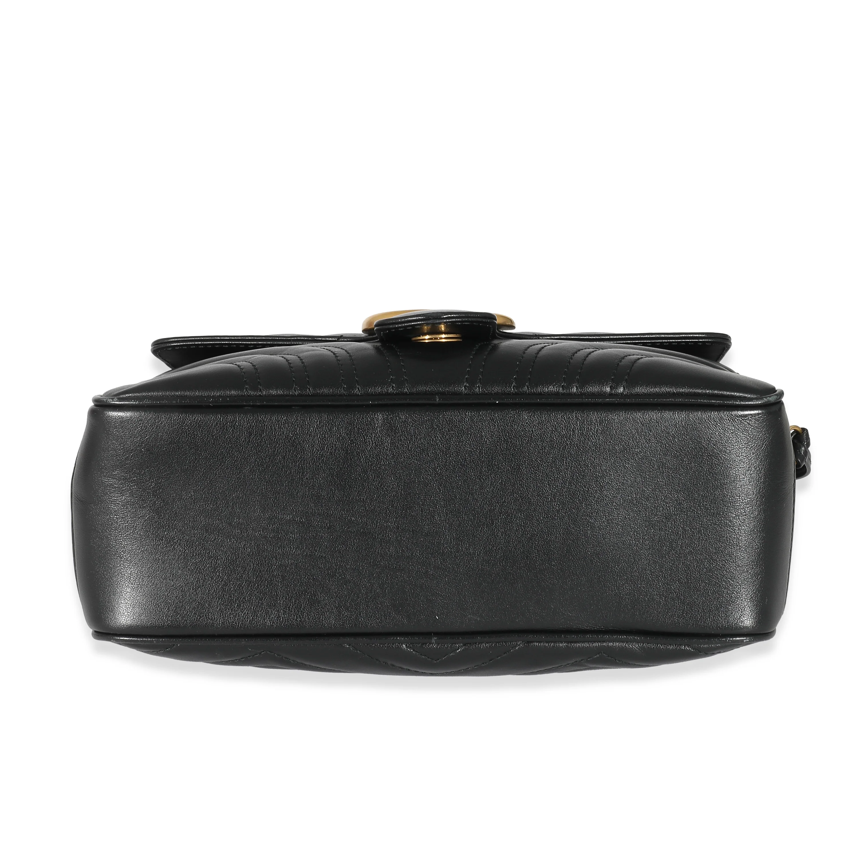 Gucci Black Calfskin Matelasse Sylvie Marmont Top Handle Bag - Image 6