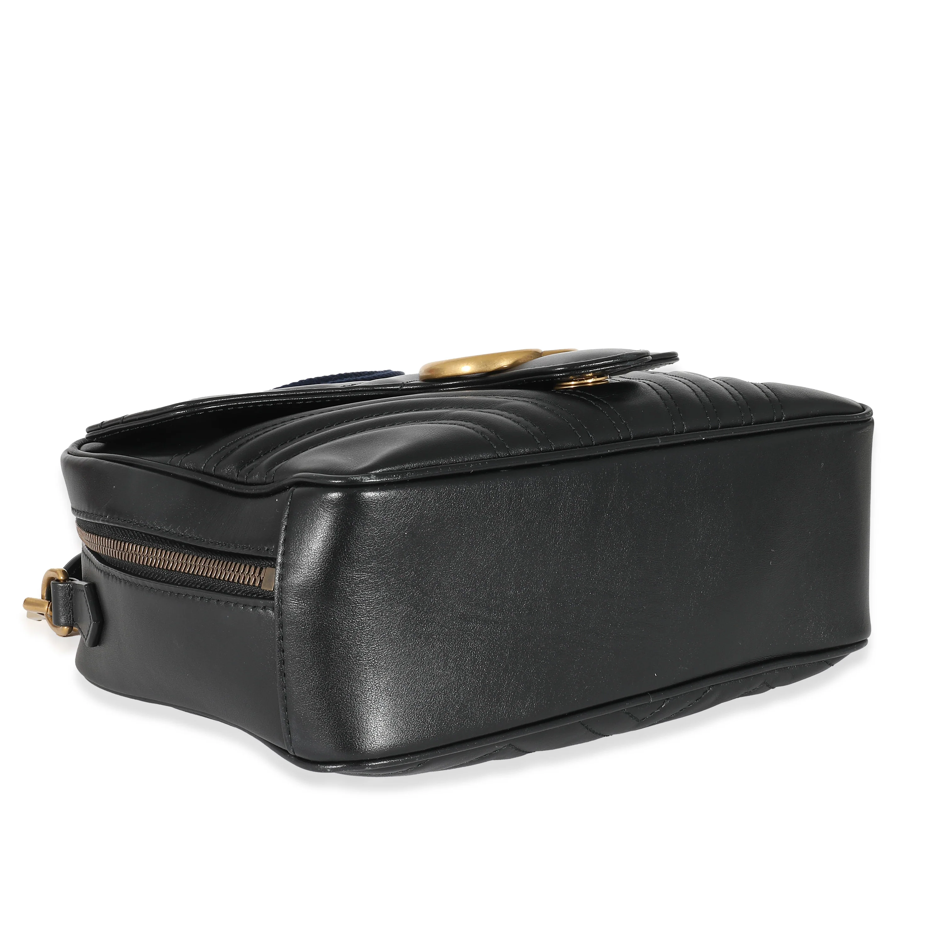 Gucci Black Calfskin Matelasse Sylvie Marmont Top Handle Bag - Image 8