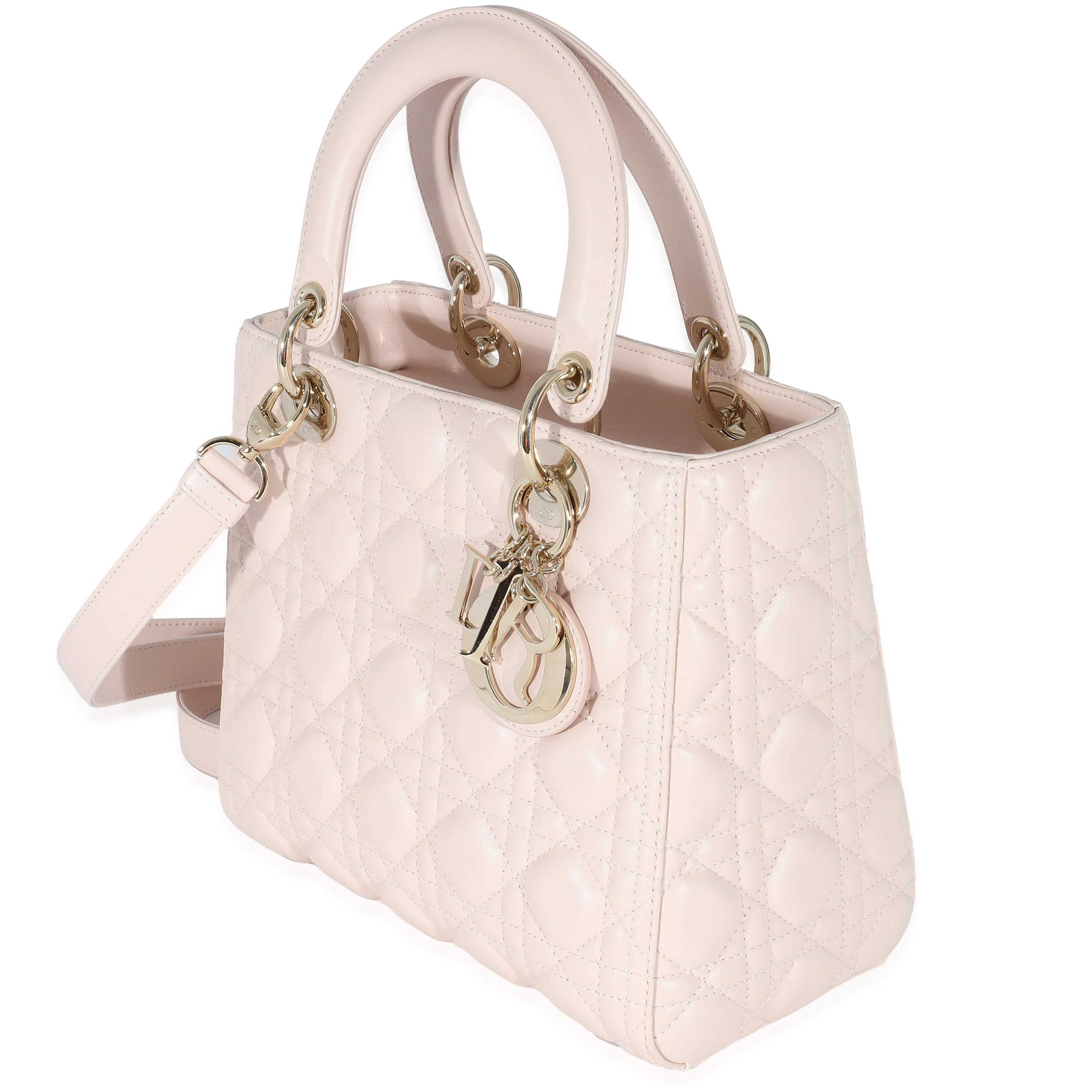 Christian Dior Powder Pink Lambskin Cannage Medium Lady Dior - Image 3