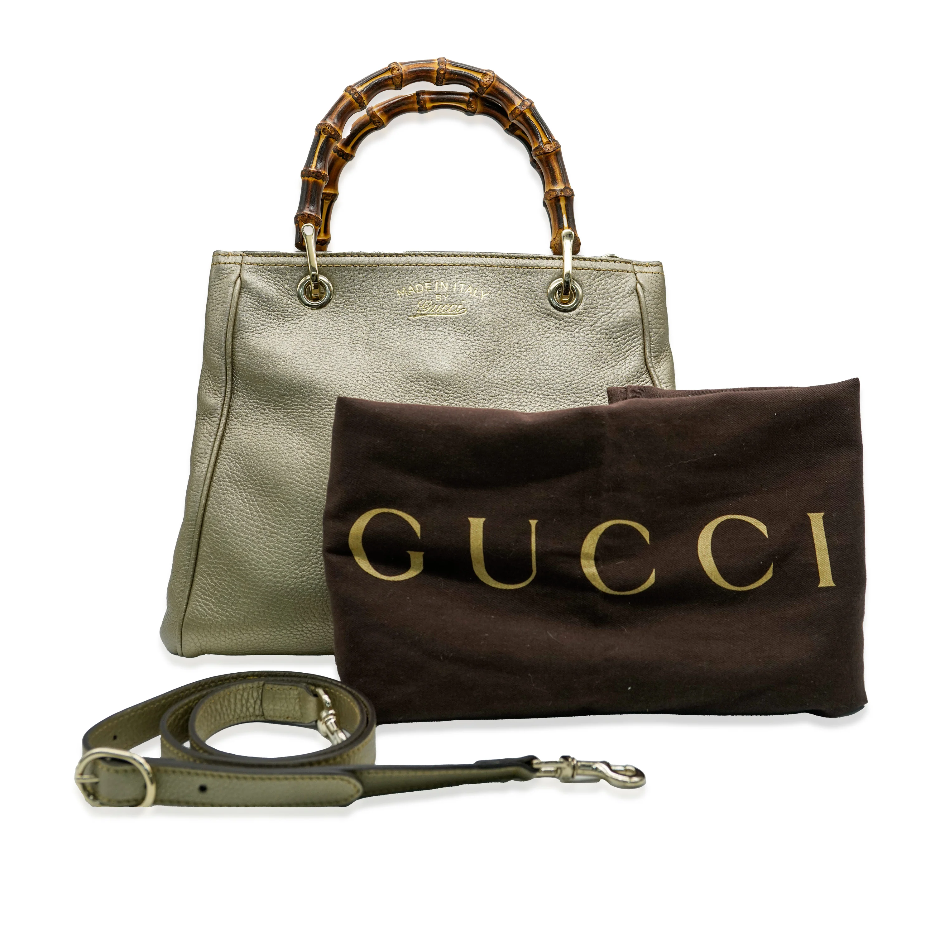 Gucci Gold Leather Small Bamboo Shopper Tote - Image 10