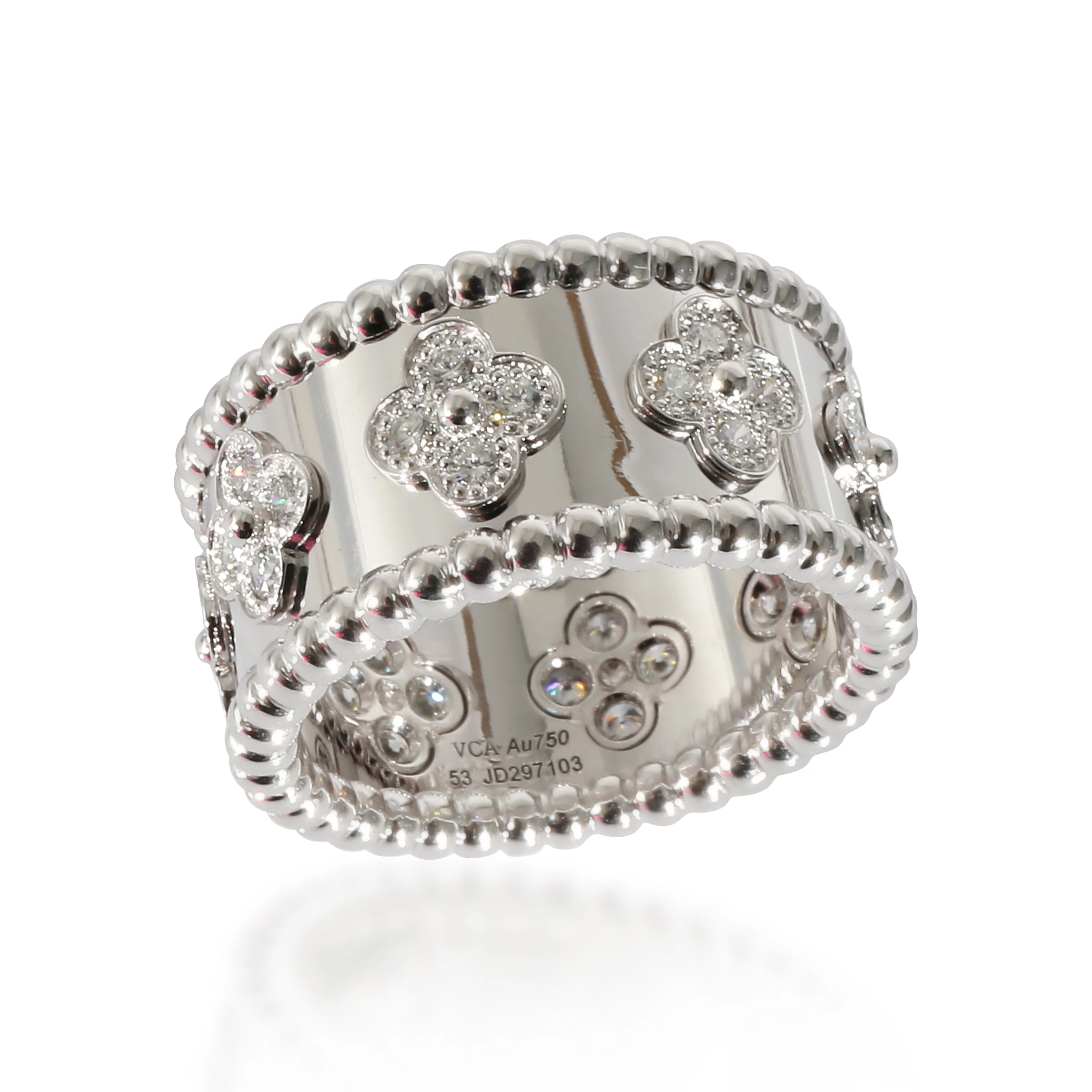 Perlee Medium Model Clovers Ring in 18k White Gold - Image 4