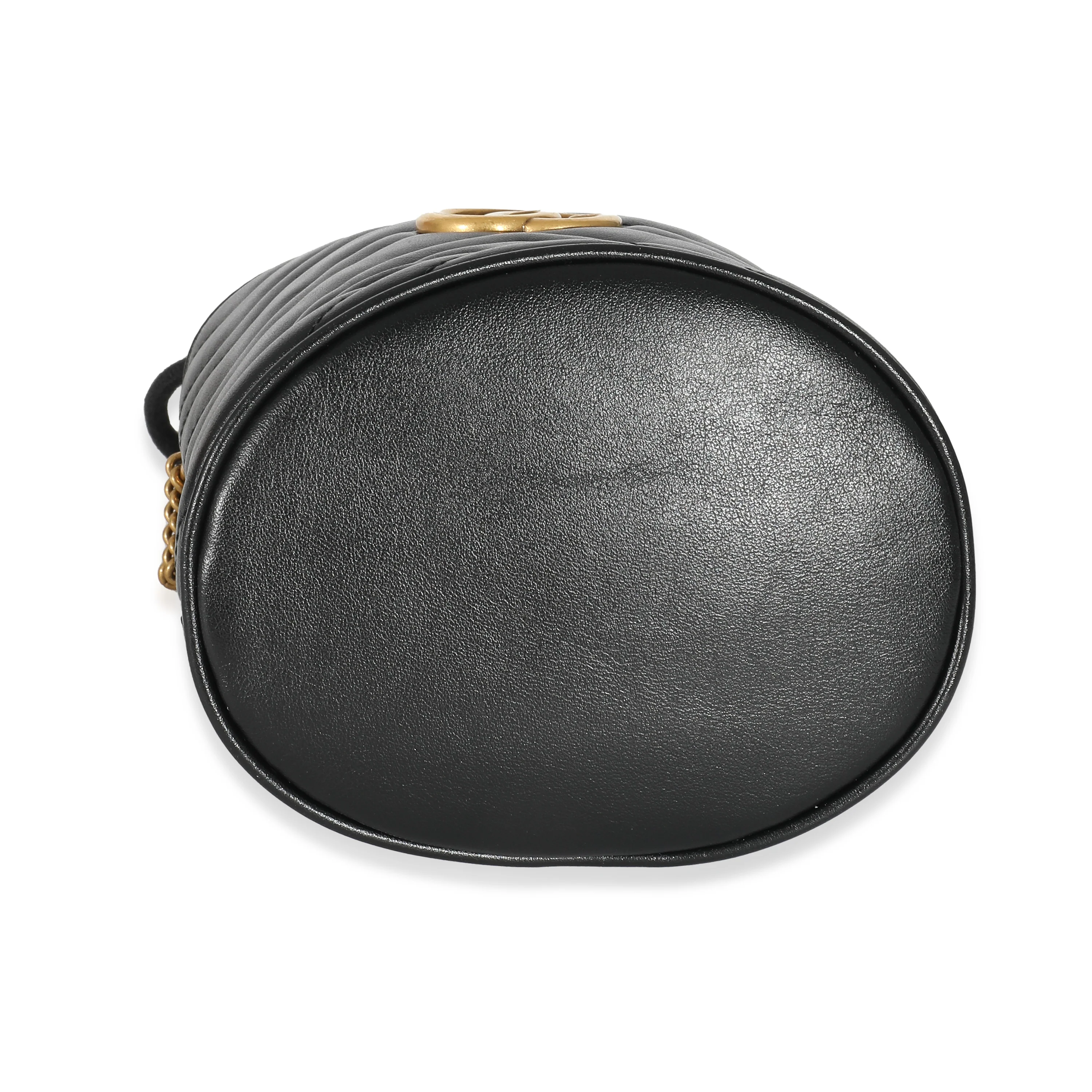 Gucci Black Calfskin Matelasse Mini GG Marmont 2.0 Bucket Bag - Image 6