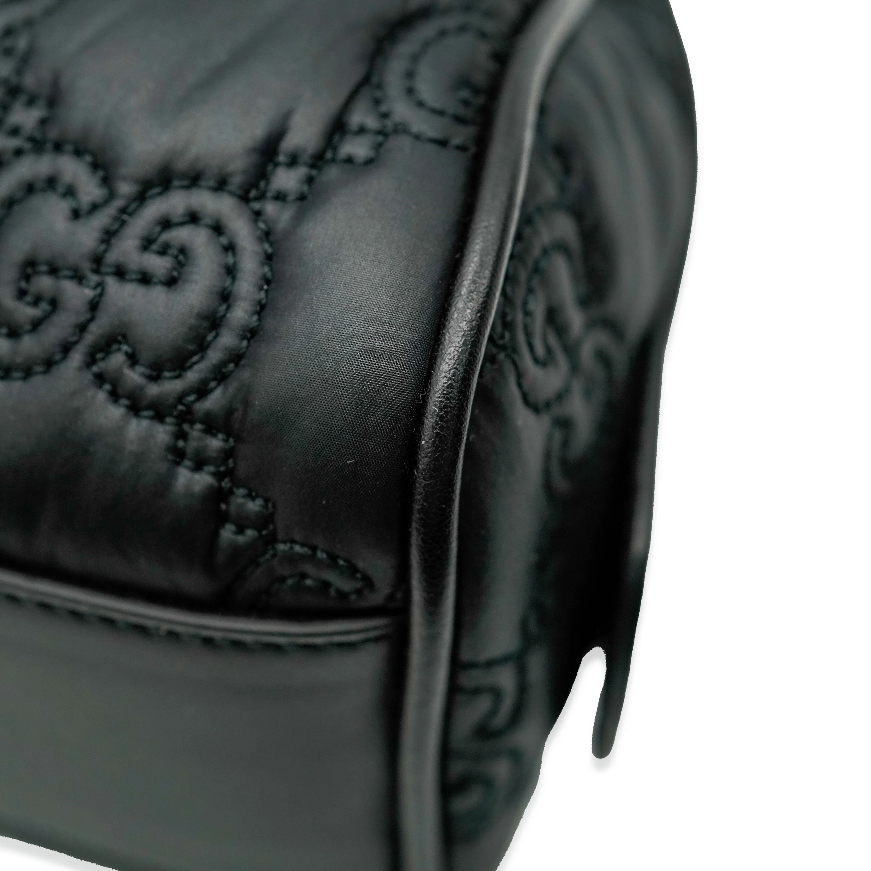 Gucci Black Nylon GG Matelassé Mini Bowler Bag - Image 3