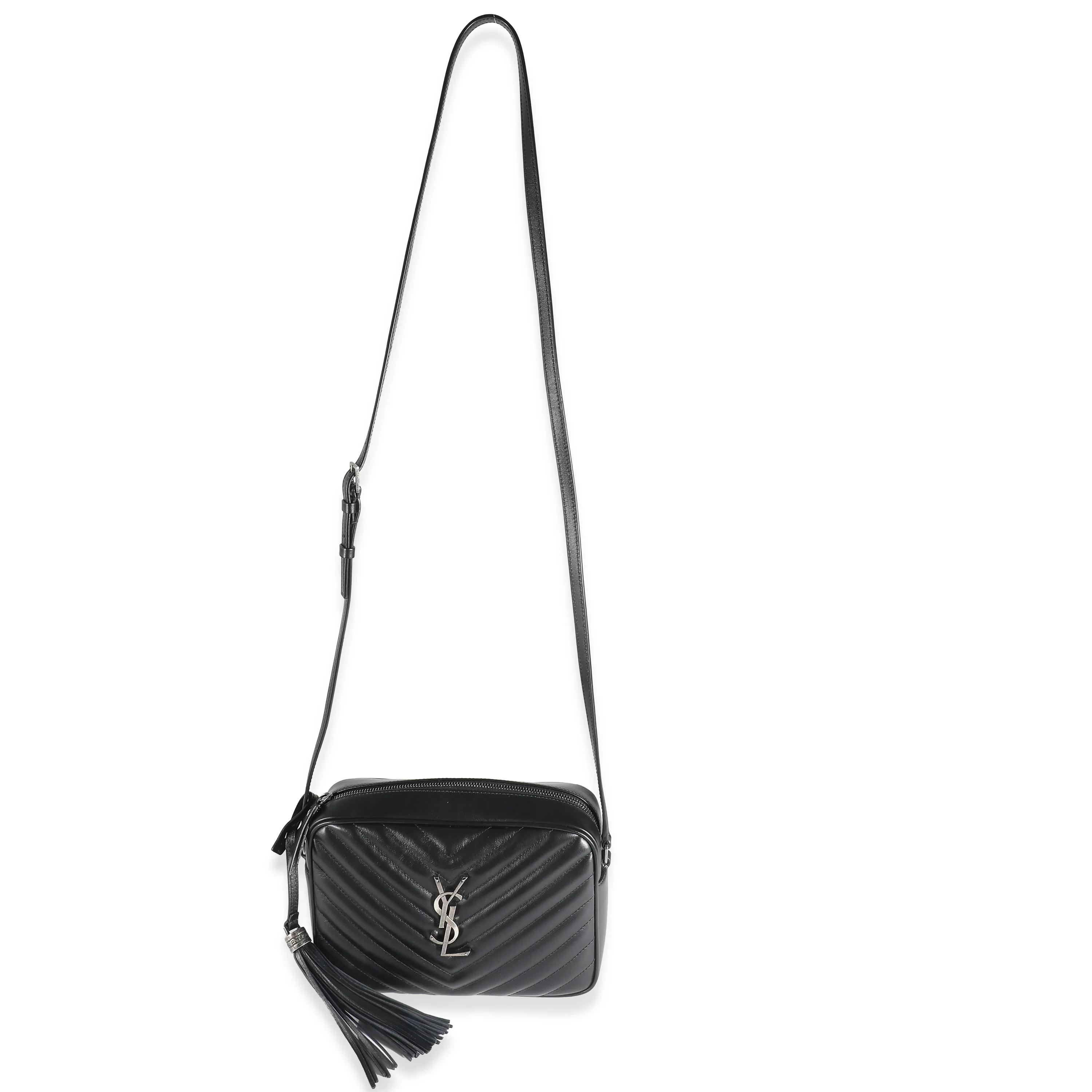Saint Laurent Black Calfskin Matelasse Monogram Lou Camera Bag - Image 4
