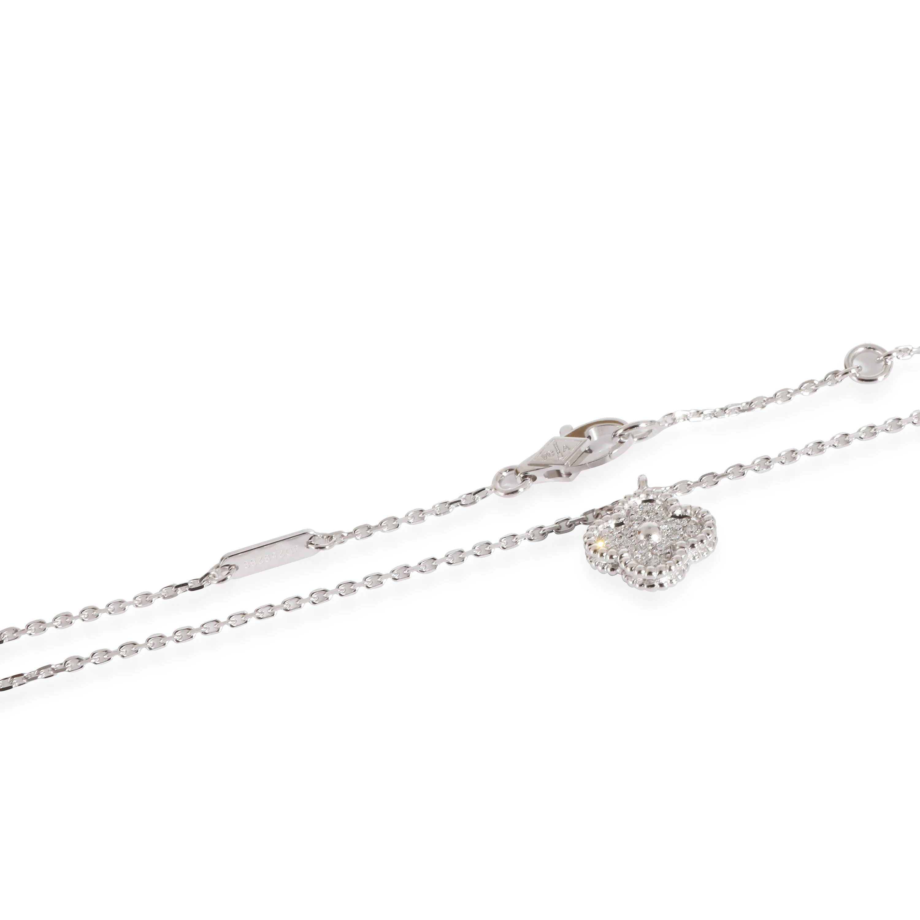 Van Cleef & Arpels Sweet Alhambra Diamond Pendant in 18K White Gold 0.08 CTW - Image 4