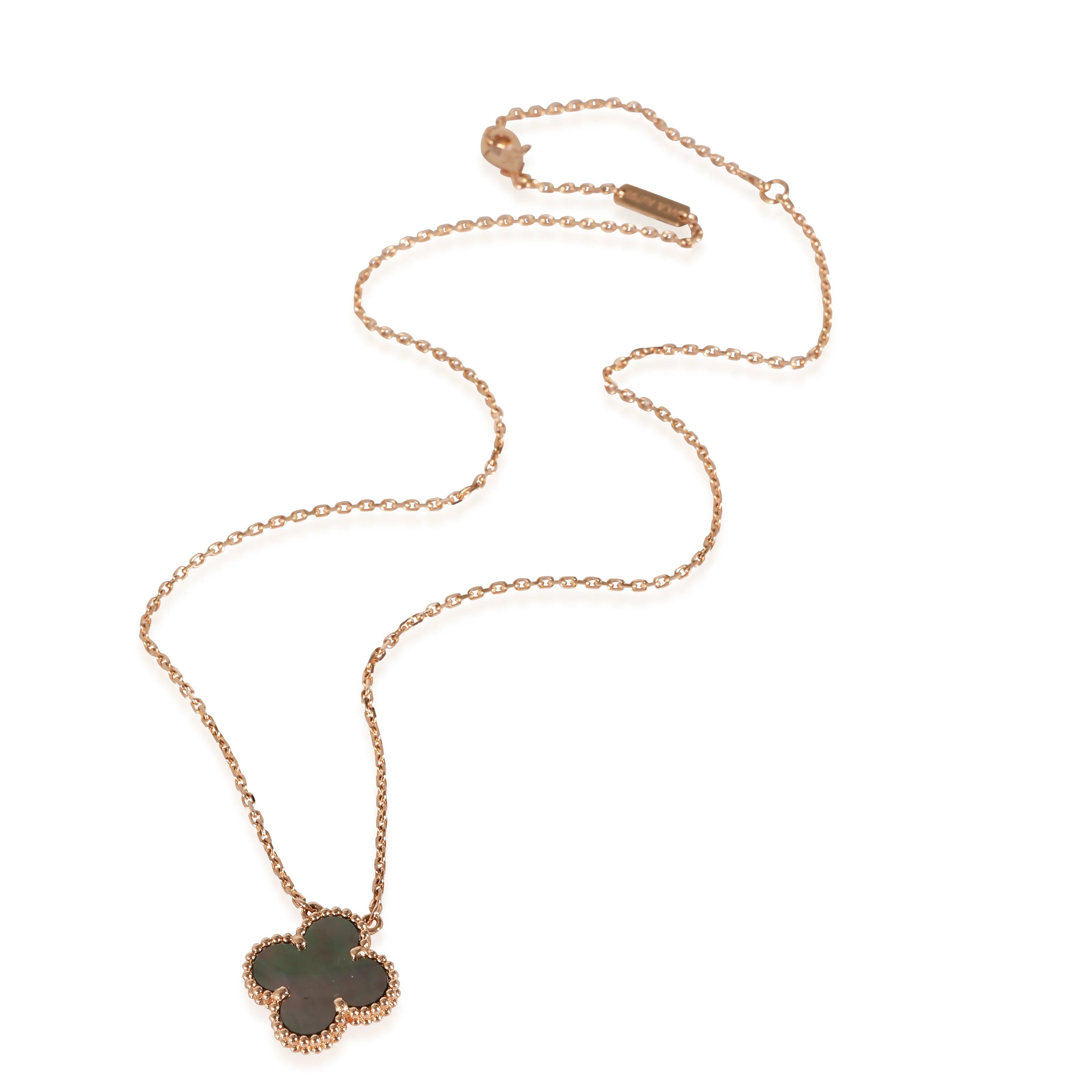 Van Cleef & Arpels Vintage Alhambra Gray Mother Of Pearl Pendant in Rose Gold - Image 3