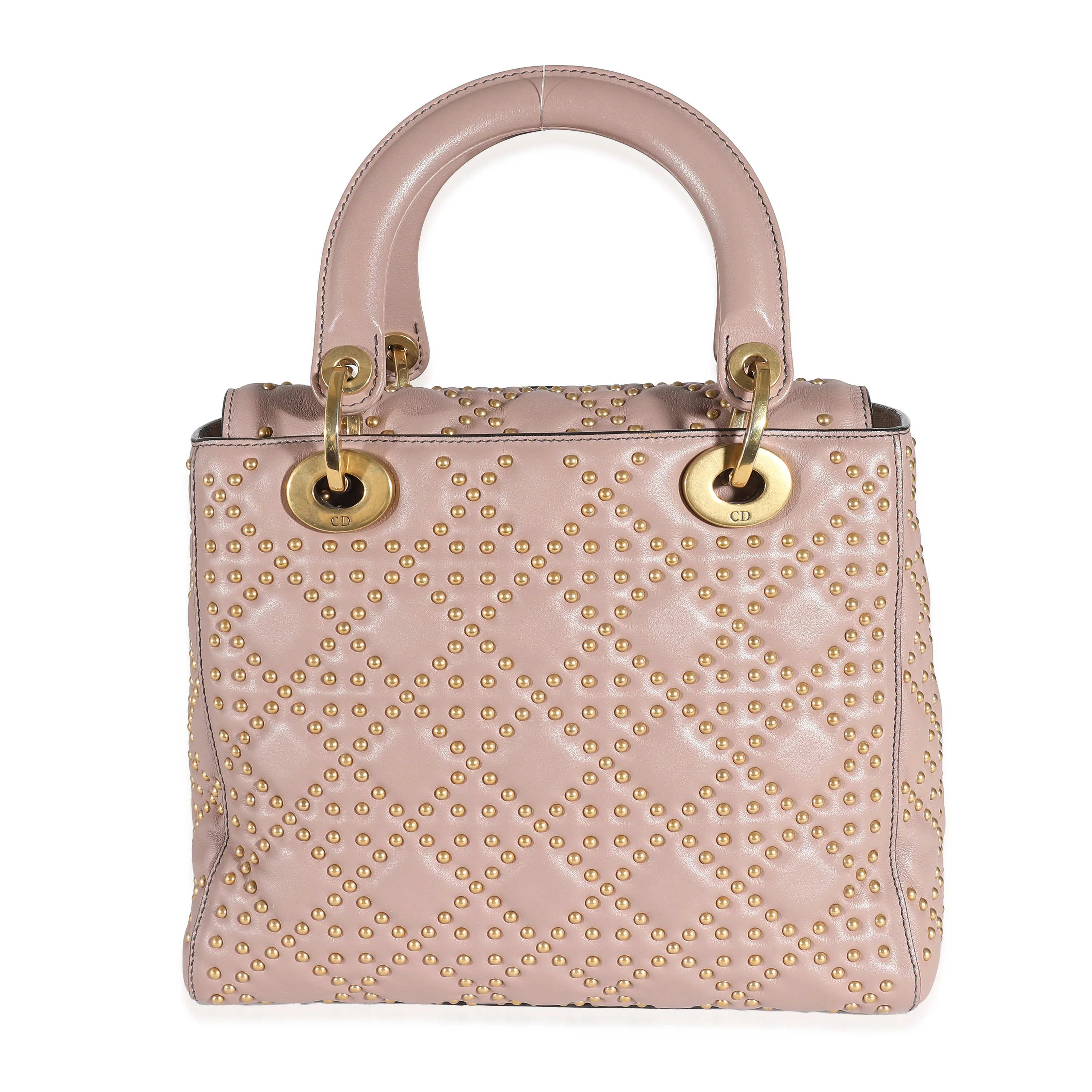 Christian Dior Light Pink Calfskin Cannage Studded Medium Supple Lady Dior - Image 3