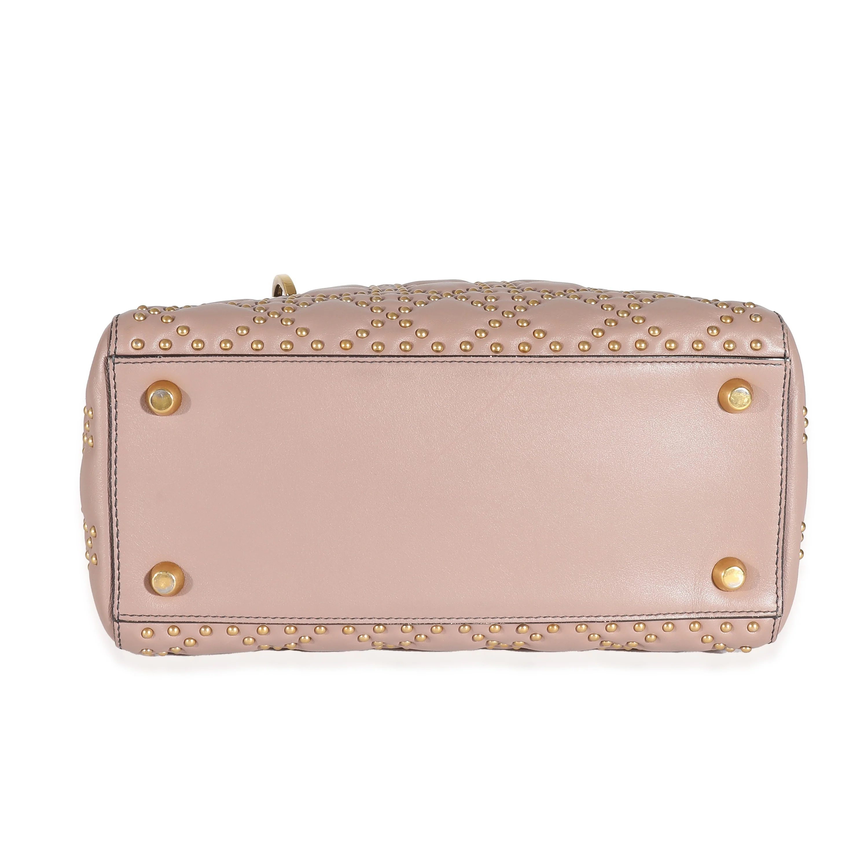 Christian Dior Light Pink Calfskin Cannage Studded Medium Supple Lady Dior - Image 4