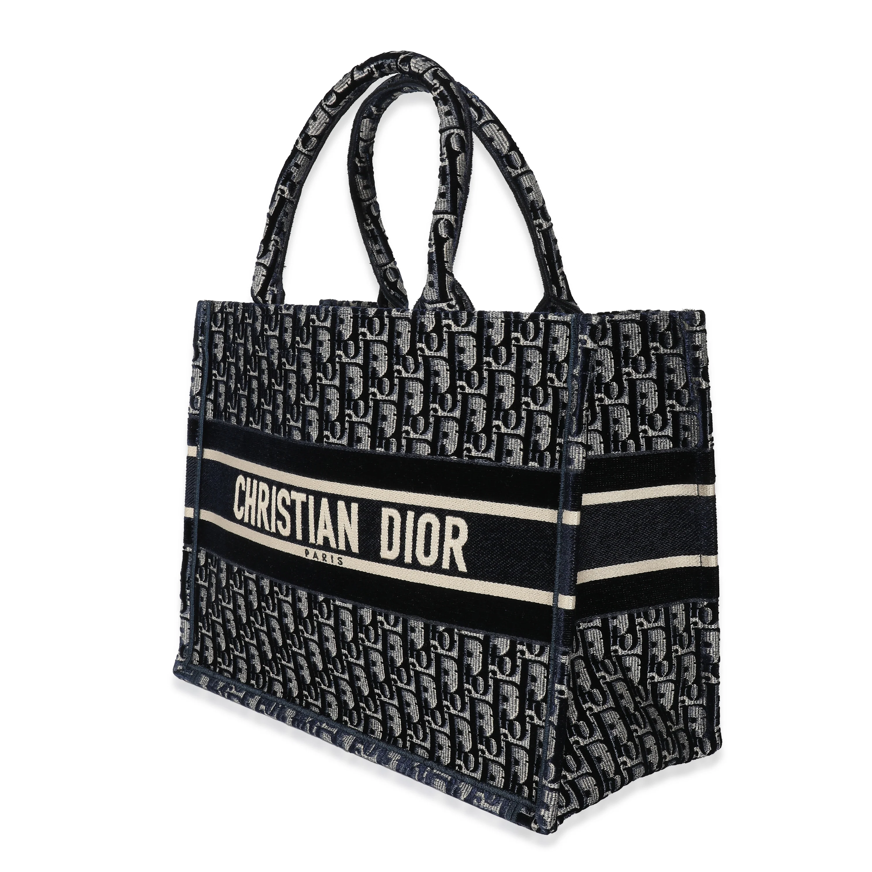 Christian Dior Blue Oblique Velvet Medium Book Tote - Image 6