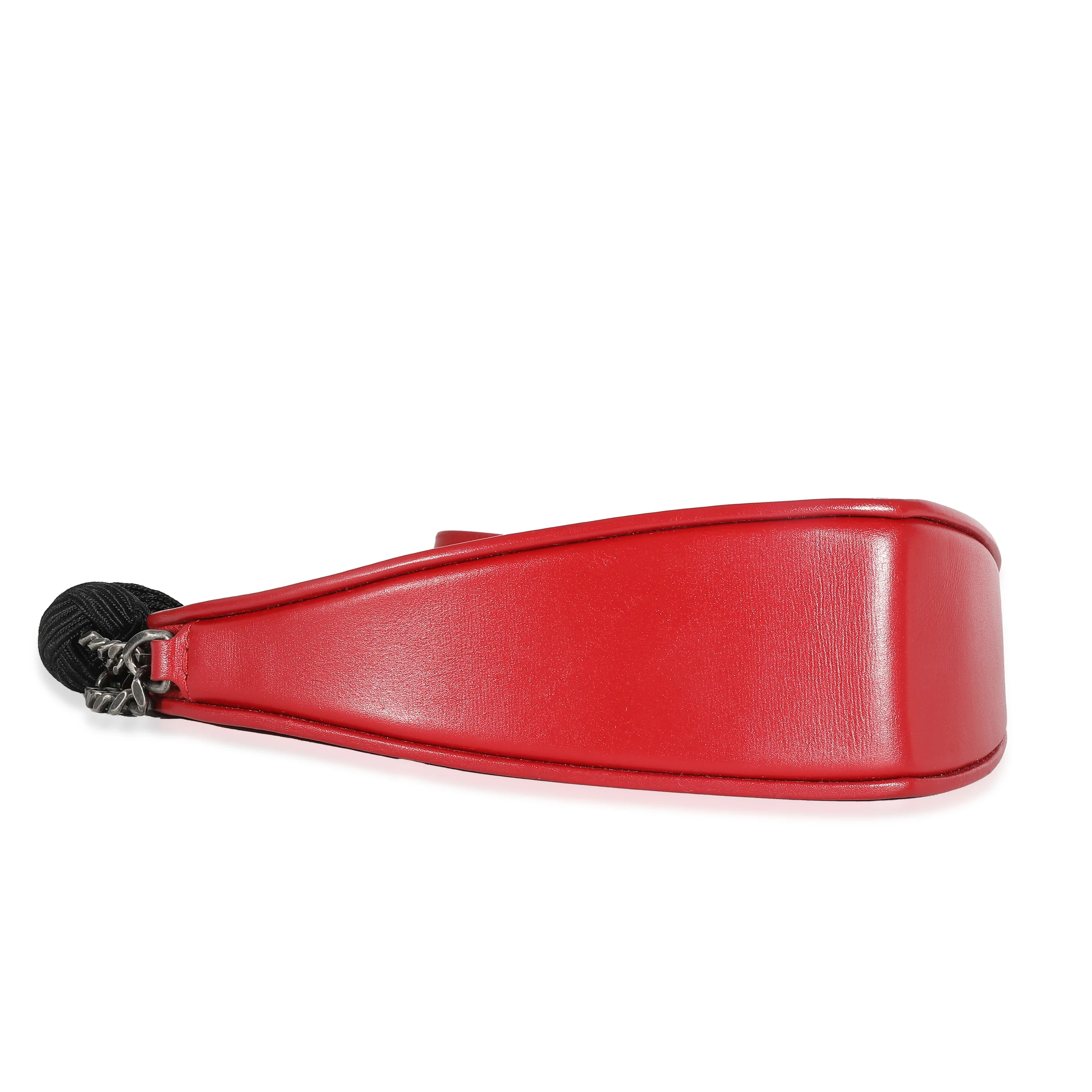 Saint Laurent Red Smooth Calfskin Heart Monogram Tassel Bag - Image 3