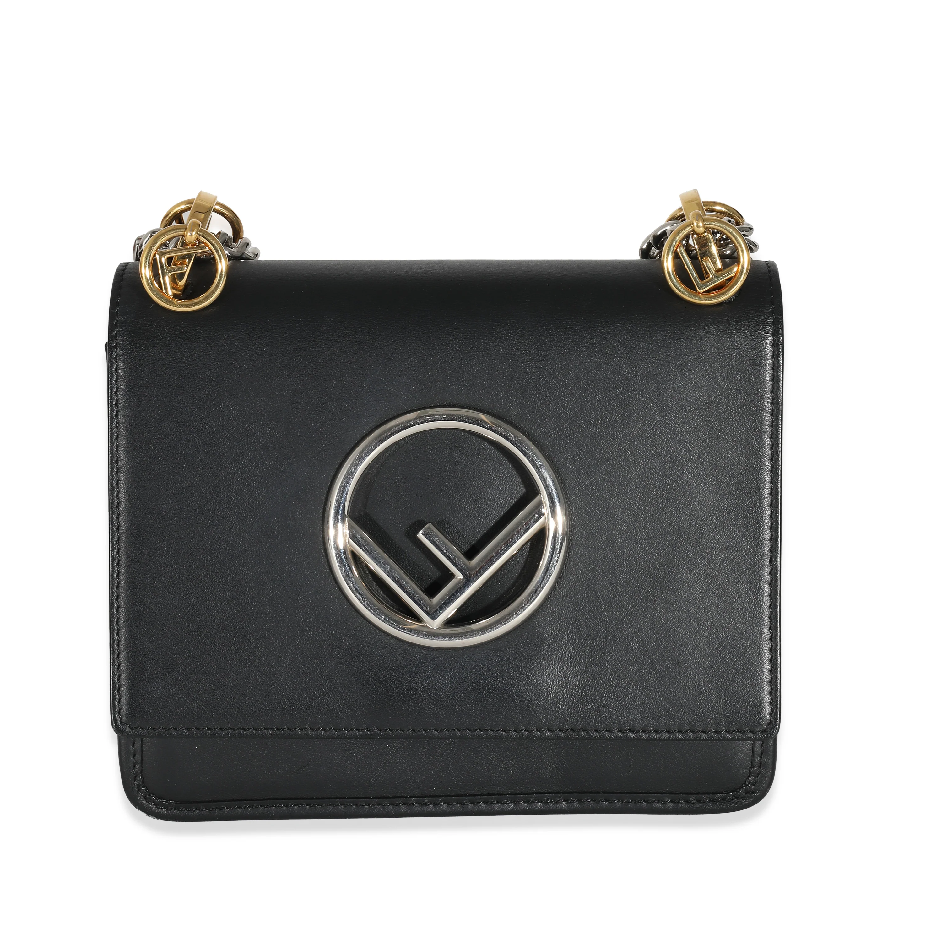Fendi Black Vitello Century Opaco F is Fendi Kan I Bag
