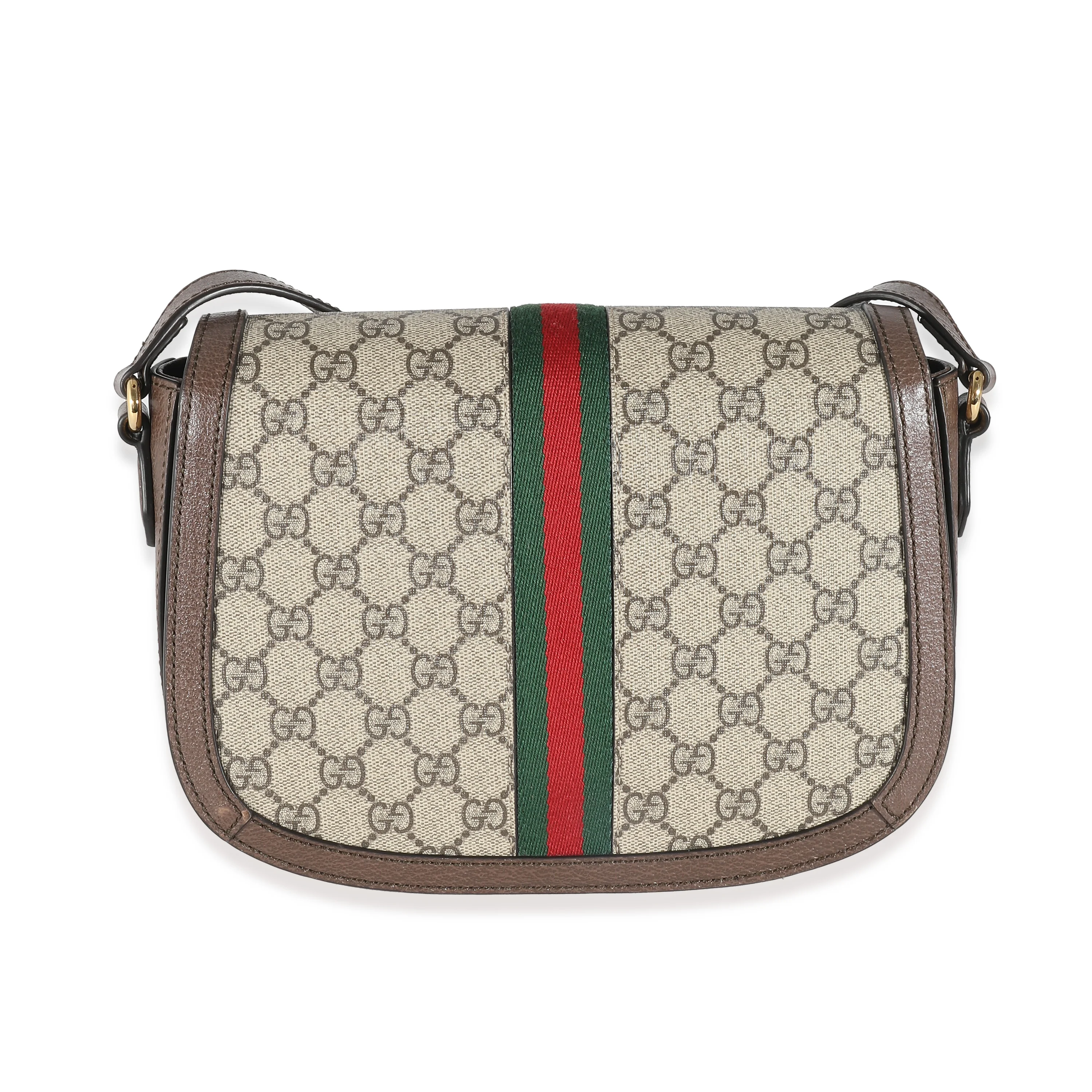 Gucci Beige GG Supreme Monogram Small Ophidia Flap Messenger - Image 3