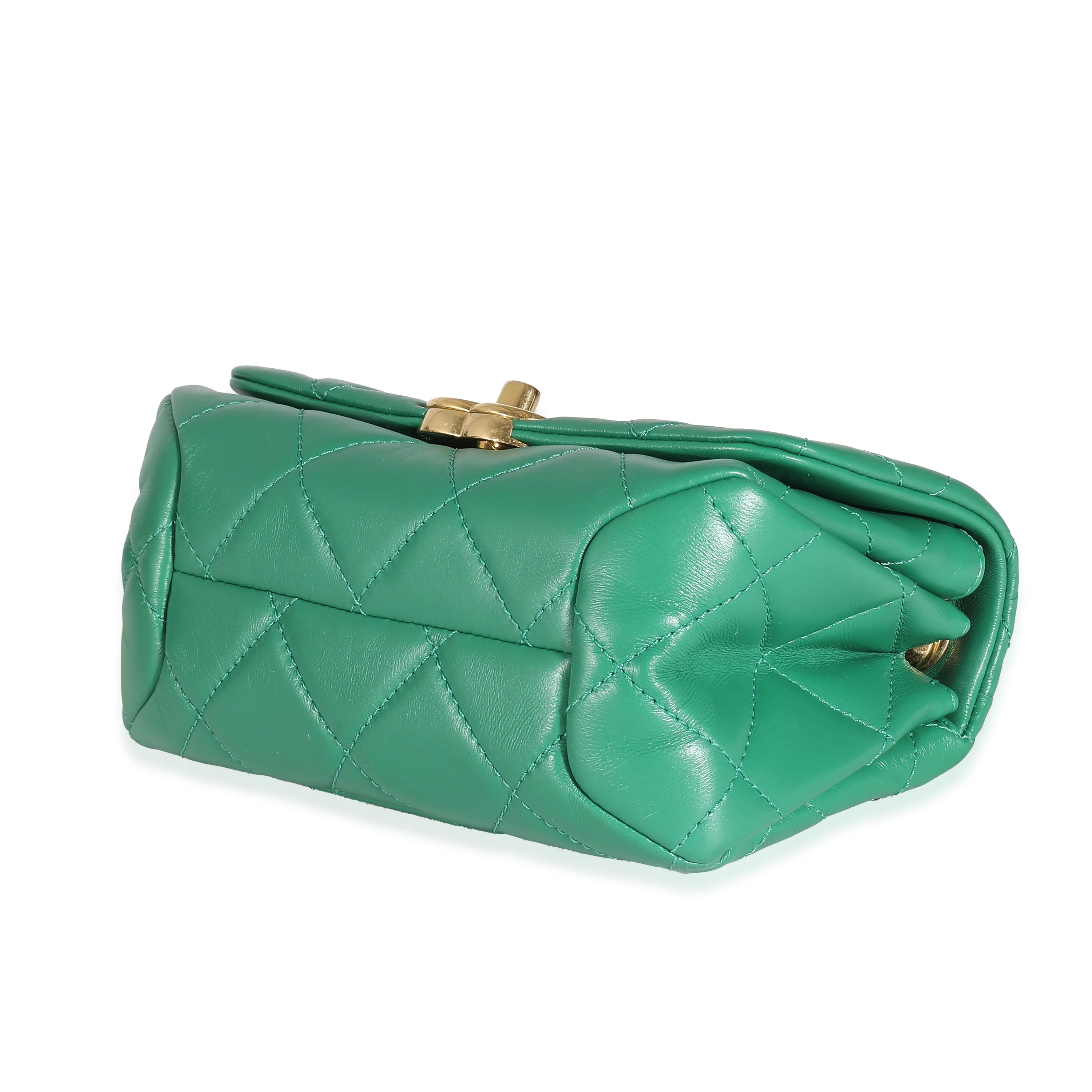 Chanel Green Quilted Lambskin Colour Match Mini Flap Bag - Image 7