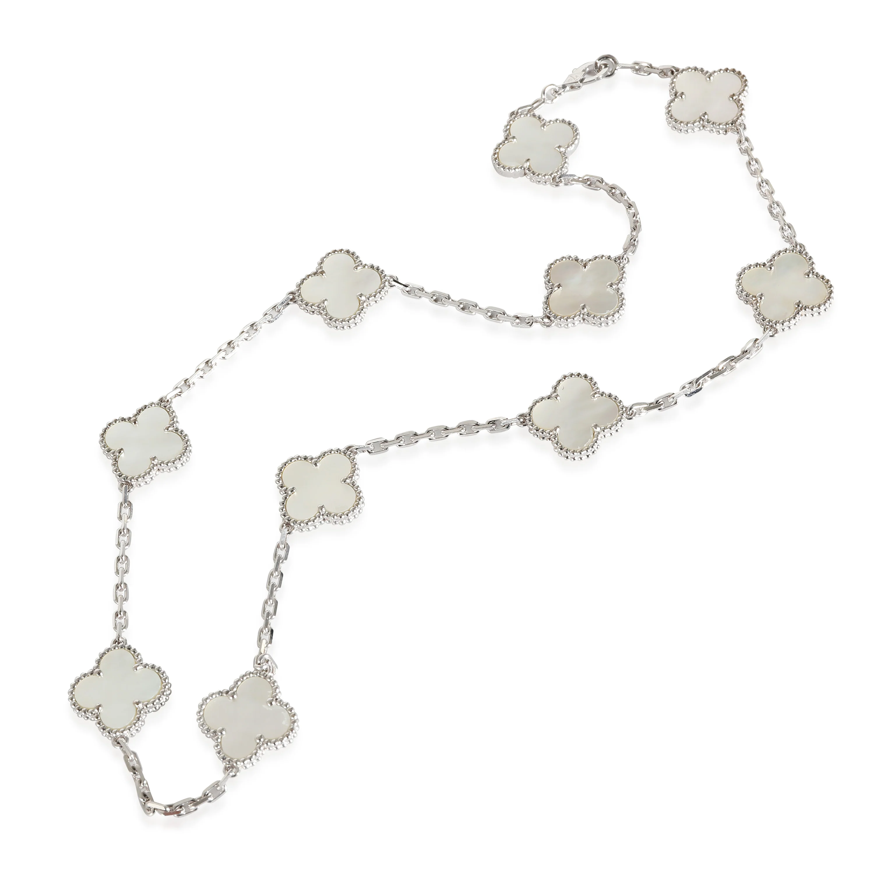 Van Cleef & Arpels Alhambra Mother Of Pearl Necklace in 18K White Gold - Image 2