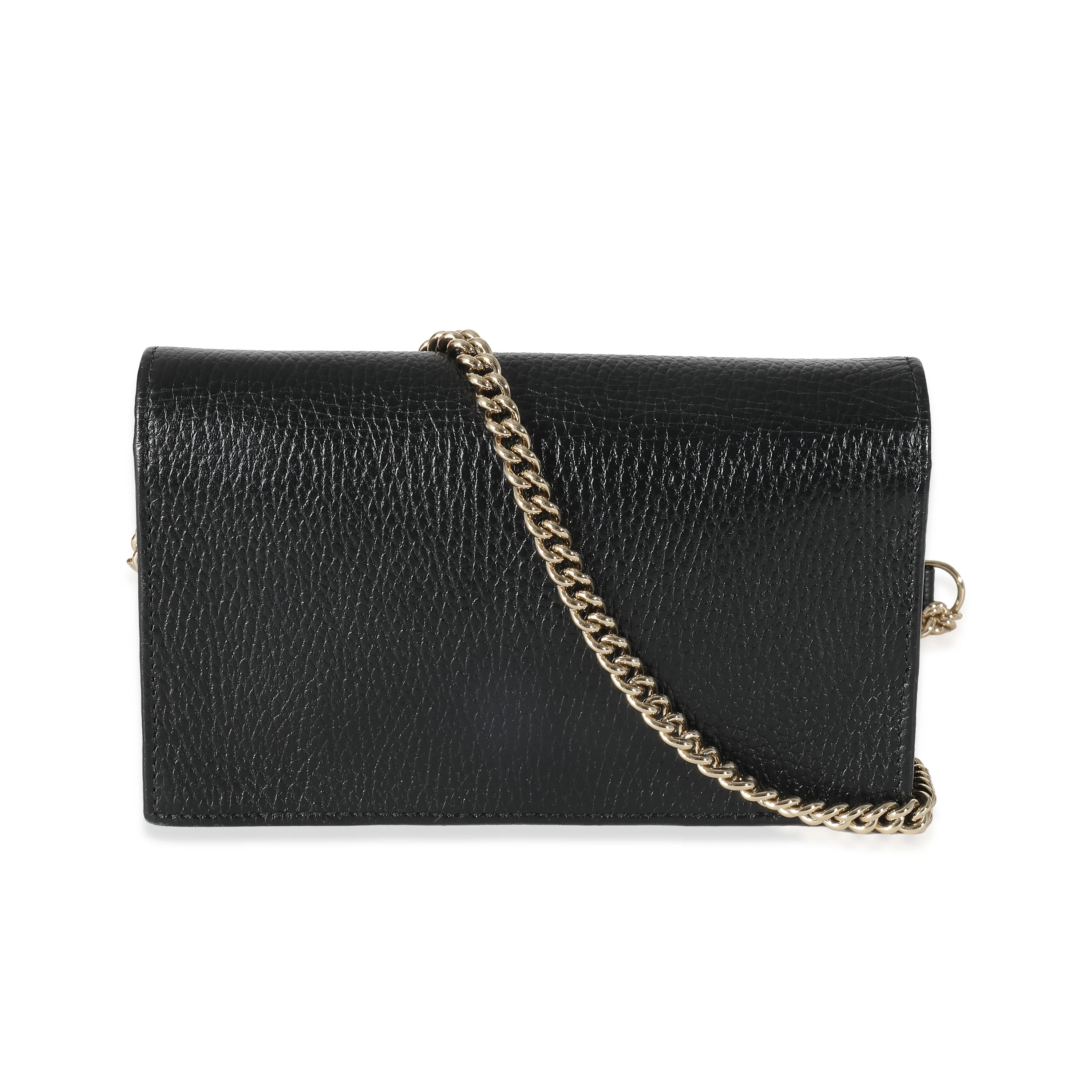Gucci Black Dollar Calfskin Interlocking G Chain Wallet - Image 5