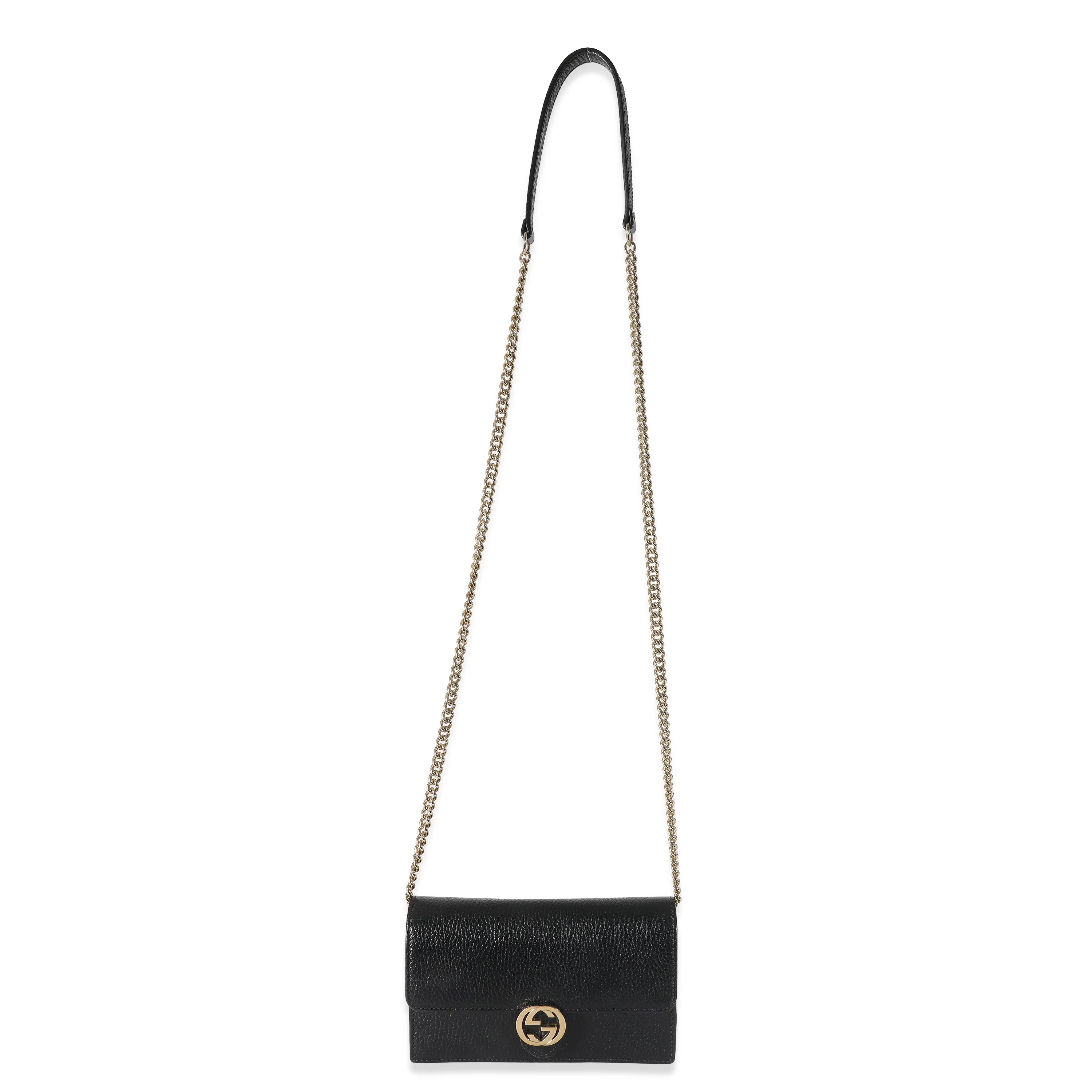 Gucci Black Dollar Calfskin Interlocking G Chain Wallet - Image 8