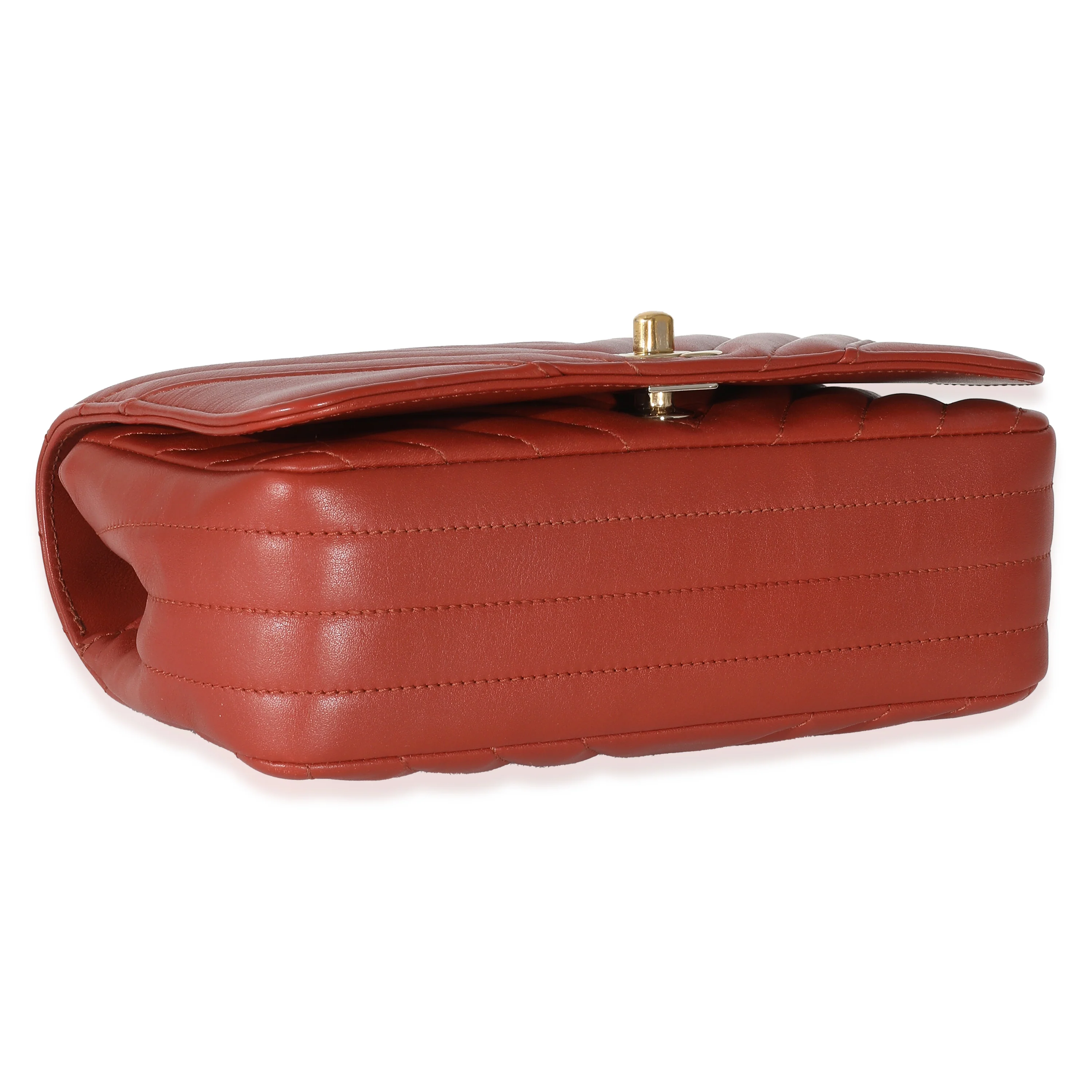 Chanel Brown Quilted Calfskin Chevron Small Statement Flap - Image 4